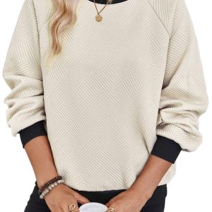 Women's Jet Stream Color Block Edge Raglan Sleeve Crew Neck Textured Top - Main View