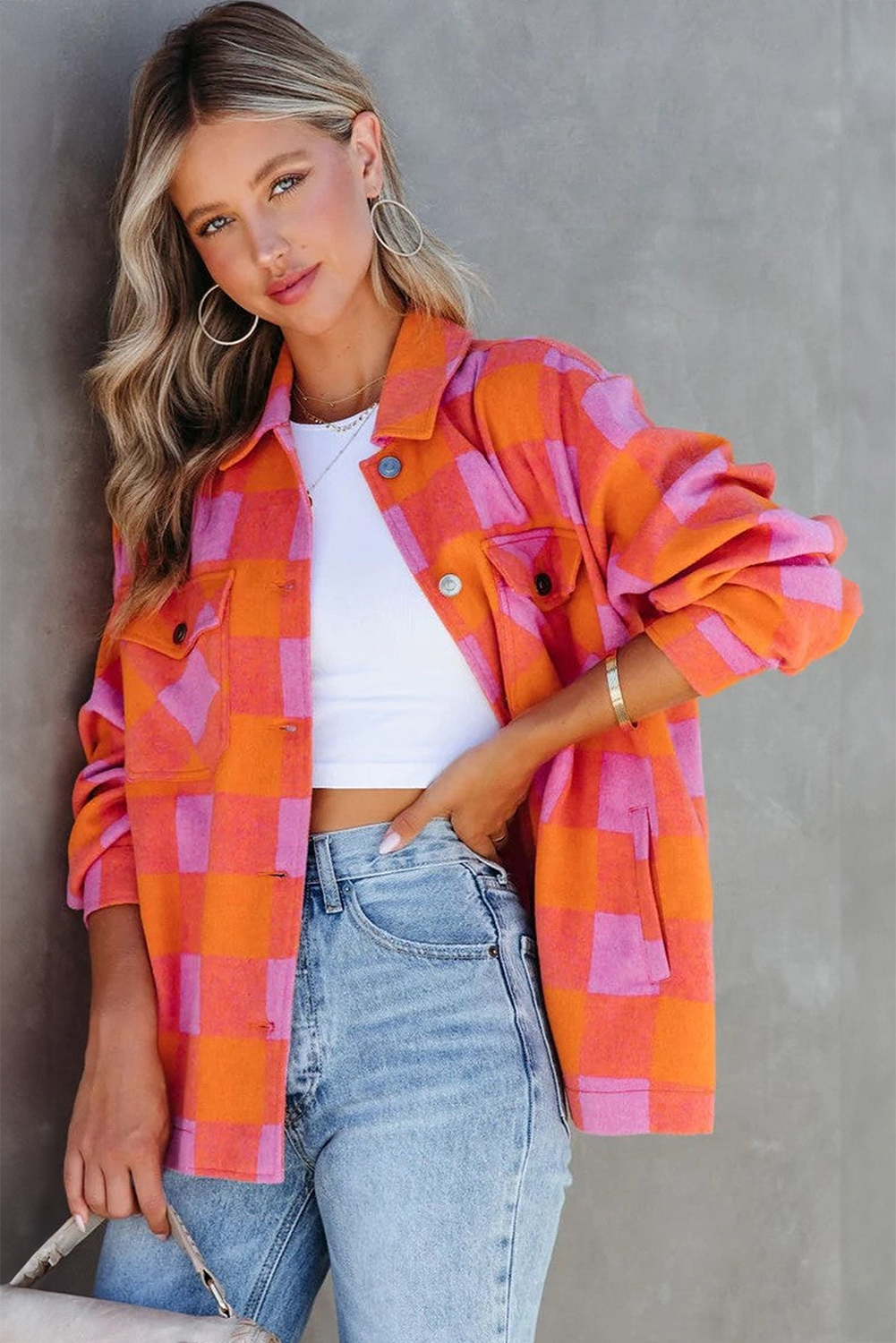 Cozy and Functional Daily Wear Jacket - Orange Turn Down Collar - Detail View 3 Cozy and Functional Daily Wear Jacket - Orange Turn Down Collar - Detail View 3