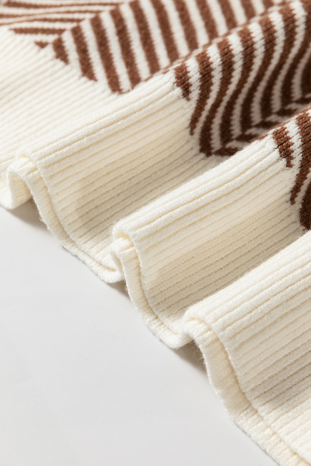 Women's Sweater, Coffee Sweater, Contrast Edge, Crew Neck, Drop Shoulder, Casual Style, Long Sleeve, Cozy, Colorblock, Striped Print, Daily Wear, Winter Fashion, Comfortable Fit, Geometric Pattern, Stylish Layering - Detail View 16 Women's Sweater, Coffee Sweater, Contrast Edge, Crew Neck, Drop Shoulder, Casual Style, Long Sleeve, Cozy, Colorblock, Striped Print, Daily Wear, Winter Fashion, Comfortable Fit, Geometric Pattern, Stylish Layering - Detail View 16