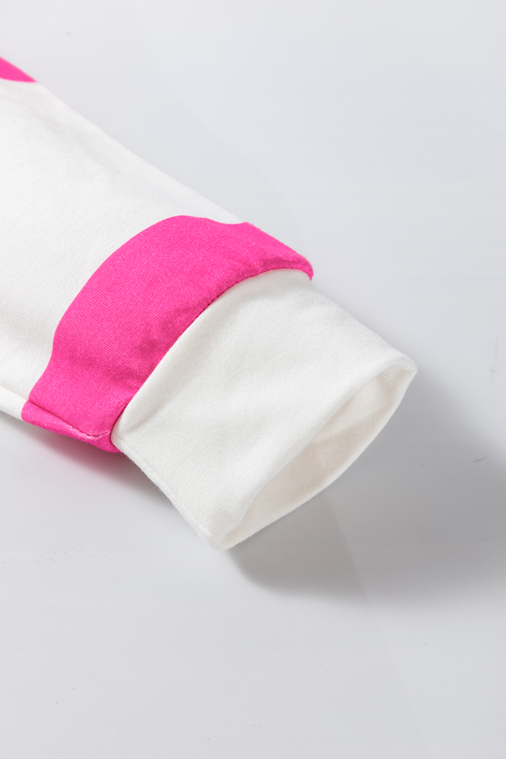 Light Pink Colorblock Striped Drop Shoulder Long Sleeve Top - Detail View 11 Light Pink Colorblock Striped Drop Shoulder Long Sleeve Top - Detail View 11