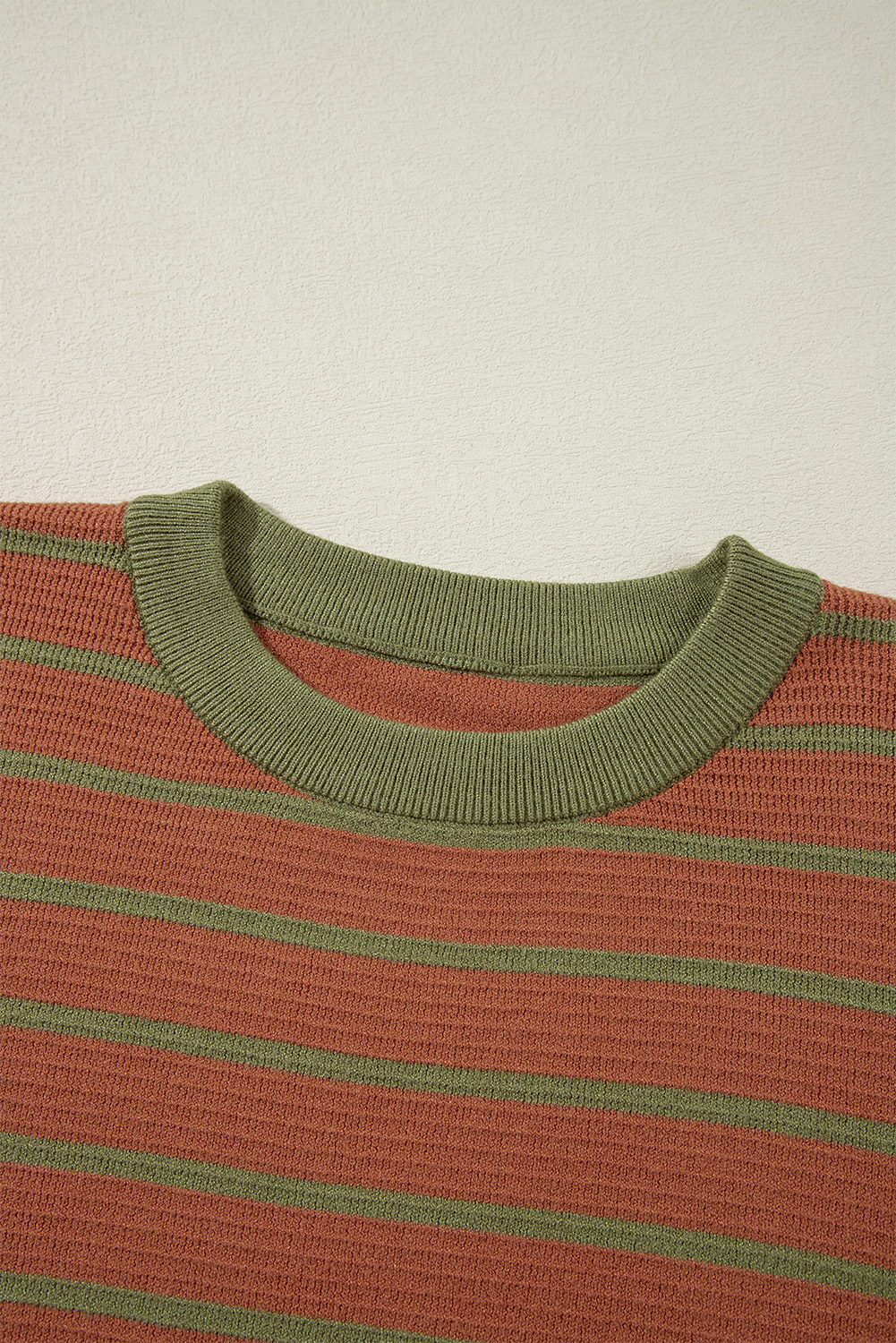 Stay warm and stylish with this Women's Brown Stripe Trimmed Round Neck Drop Shoulder Loose Sweater. The classic striped pattern silhouette is elevated by the trimmings, creating a charming and eye-catching design. The relaxed fit and drop shoulder design provide ease and comfort, making it suitable for different body shapes and occasions. This casual sweater is perfect for keeping warm and stylish during the fall and autumn seasons. Made from a soft blend of viscose, polyester, and polyamide, this sweater is a must-have for your wardrobe, featuring a modern and versatile design. Pair it with jeans and sneakers for a relaxed look or dress it up with leggings and boots for a more polished ensemble. - Detail View 9 Stay warm and stylish with this Women's Brown Stripe Trimmed Round Neck Drop Shoulder Loose Sweater. The classic striped pattern silhouette is elevated by the trimmings, creating a charming and eye-catching design. The relaxed fit and drop shoulder design provide ease and comfort, making it suitable for different body shapes and occasions. This casual sweater is perfect for keeping warm and stylish during the fall and autumn seasons. Made from a soft blend of viscose, polyester, and polyamide, this sweater is a must-have for your wardrobe, featuring a modern and versatile design. Pair it with jeans and sneakers for a relaxed look or dress it up with leggings and boots for a more polished ensemble. - Detail View 9