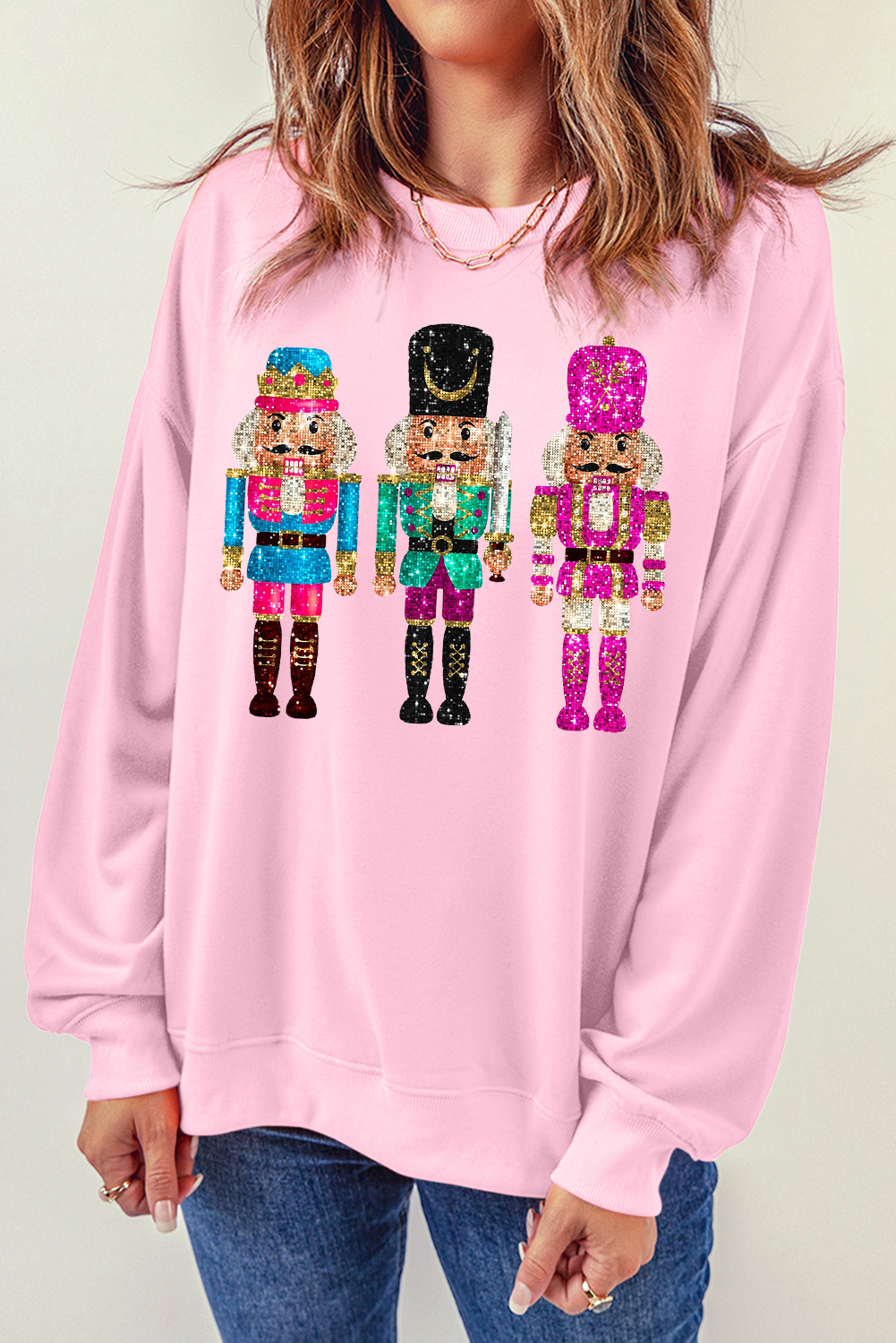 Festive Nutcracker Graphic Sweatshirt, Cozy Long Sleeve Top - Detail View 5 Festive Nutcracker Graphic Sweatshirt, Cozy Long Sleeve Top - Detail View 5