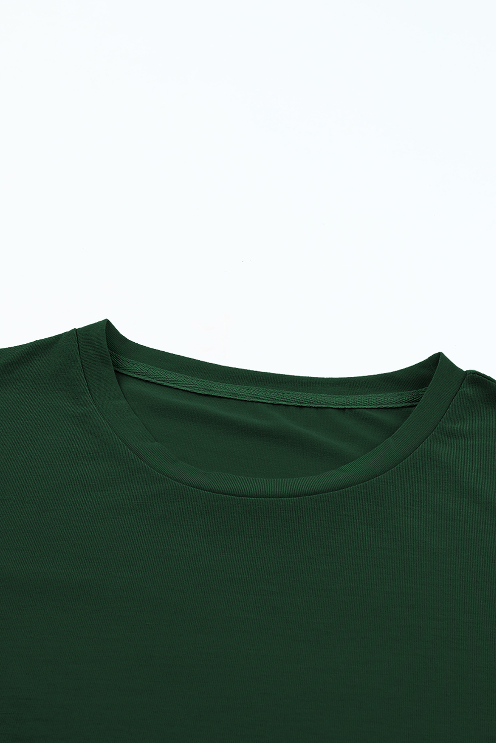 Women's Plain Green T-Shirt, Comfortable Daily Crew Neck Top - Detail View 8 Women's Plain Green T-Shirt, Comfortable Daily Crew Neck Top - Detail View 8