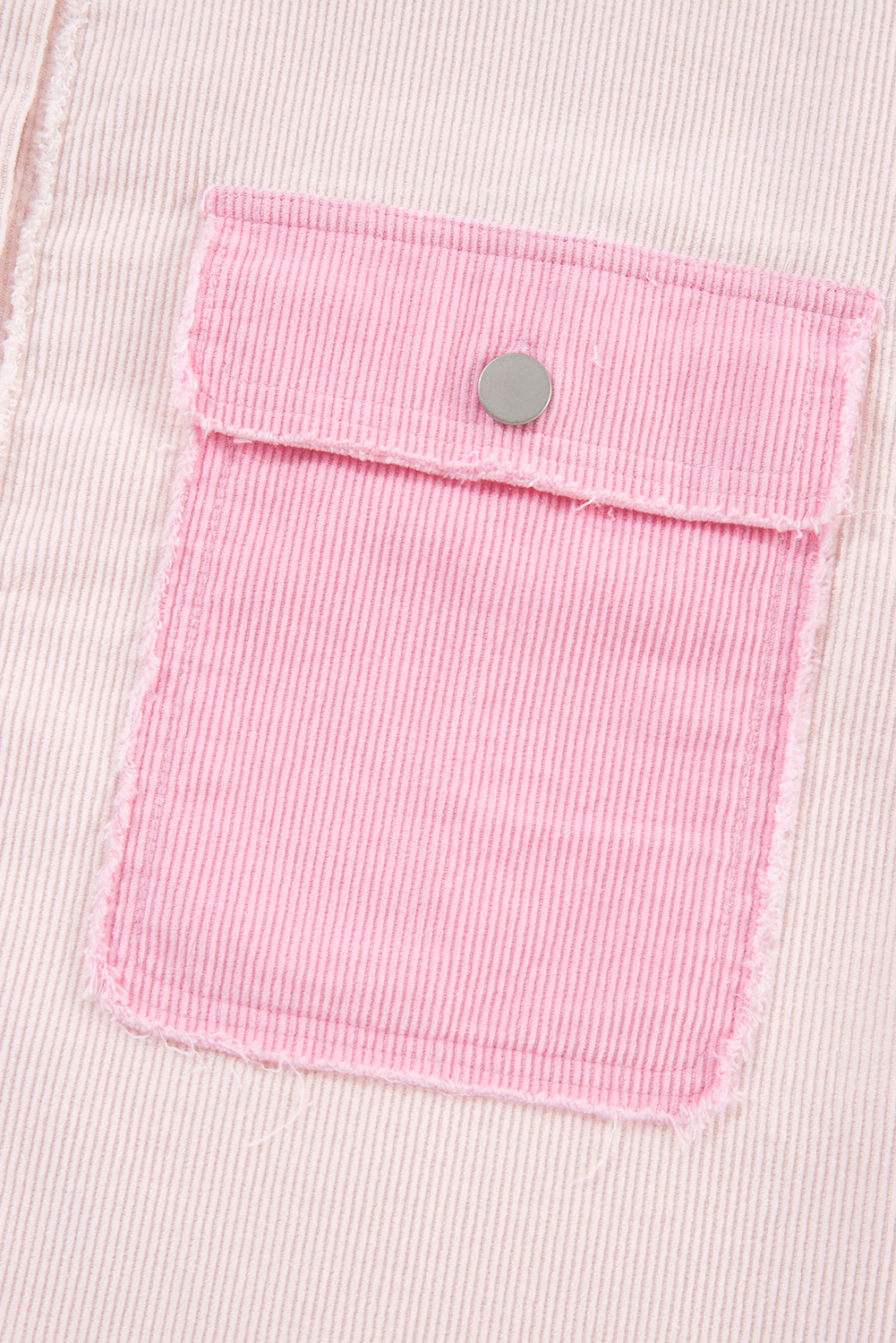 Stylish Corduroy Shacket: Two-Tone Color Blocking, Exposed Seams - Detail View 12 Stylish Corduroy Shacket: Two-Tone Color Blocking, Exposed Seams - Detail View 12