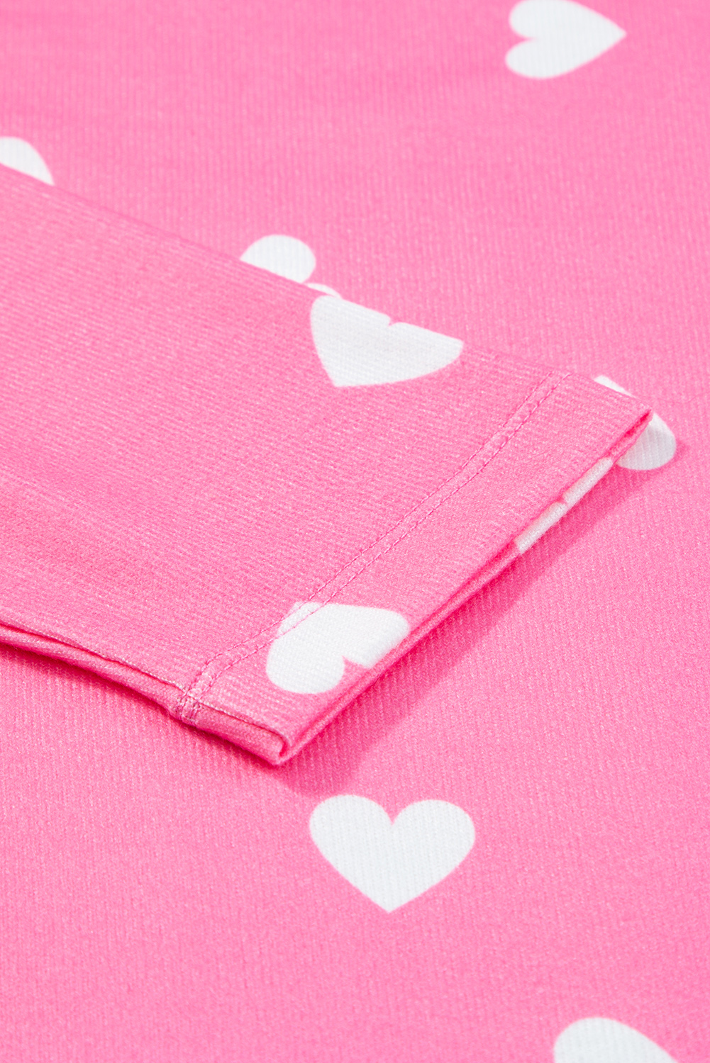 Pink Heart Loungewear Set, Casual Round Neck Top and Shorts - Detail View 17 Pink Heart Loungewear Set, Casual Round Neck Top and Shorts - Detail View 17