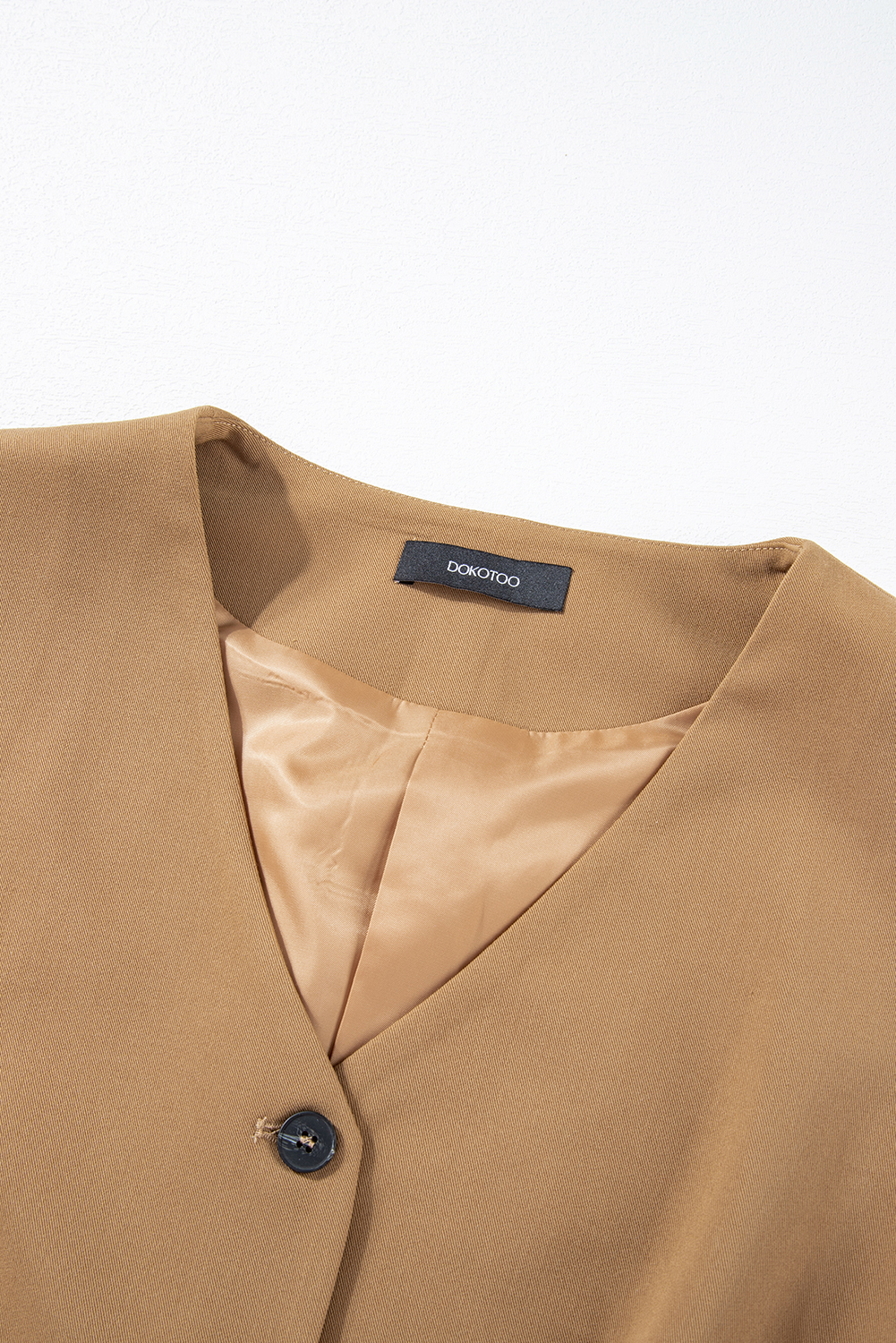Timeless and Versatile Women's V Neck Vest - Chestnut Solid Color - Detail View 8 Timeless and Versatile Women's V Neck Vest - Chestnut Solid Color - Detail View 8