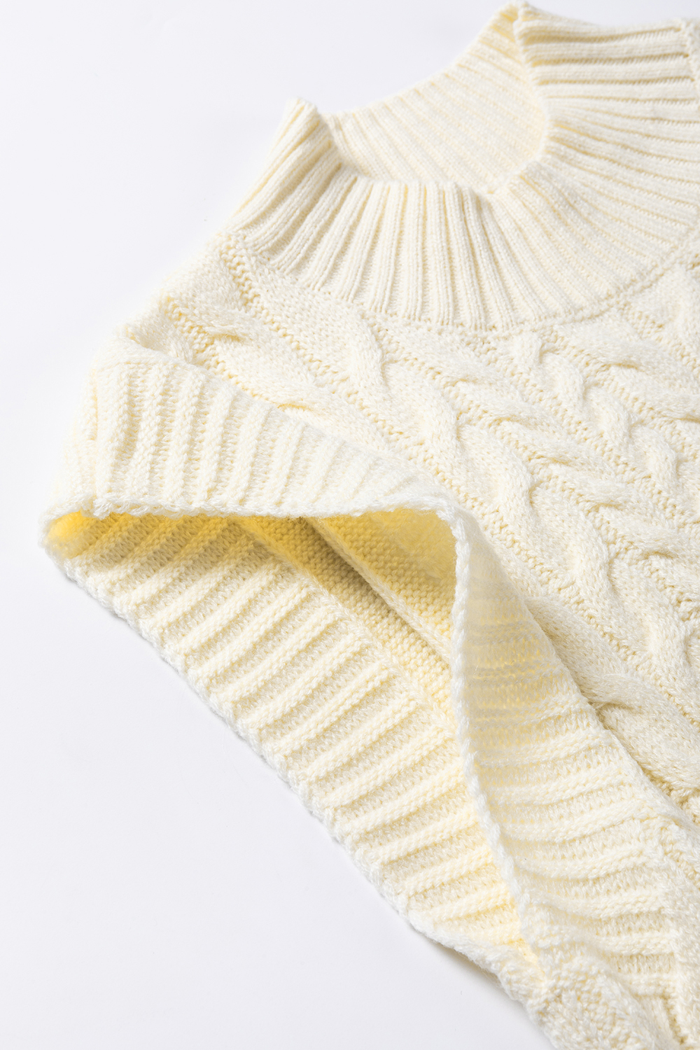 Oatmeal Sleeveless Sweater Vest, Casual High Neck Knit Top - Detail View 17 Oatmeal Sleeveless Sweater Vest, Casual High Neck Knit Top - Detail View 17