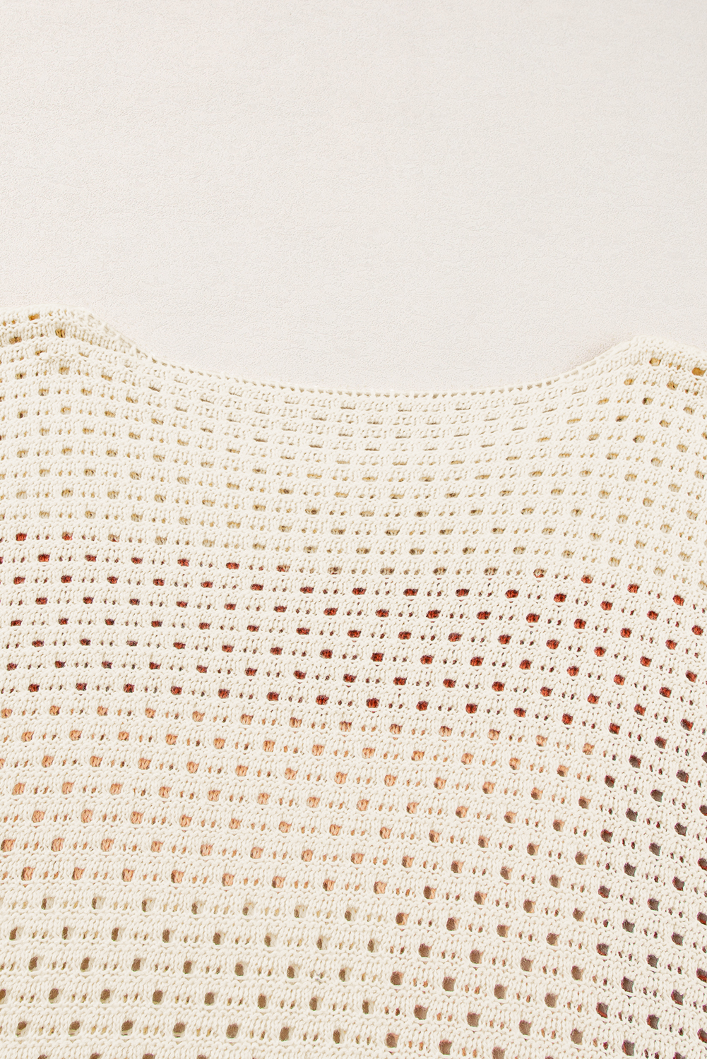 Women's Apricot Pointelle Knit Colorblock Baggy Sweater - Detail View 11 Women's Apricot Pointelle Knit Colorblock Baggy Sweater - Detail View 11