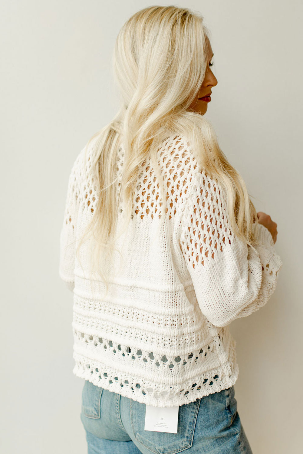 Casual Cotton Blend Sweater, Textured Solid Color Knitwear - Detail View 3 Casual Cotton Blend Sweater, Textured Solid Color Knitwear - Detail View 3