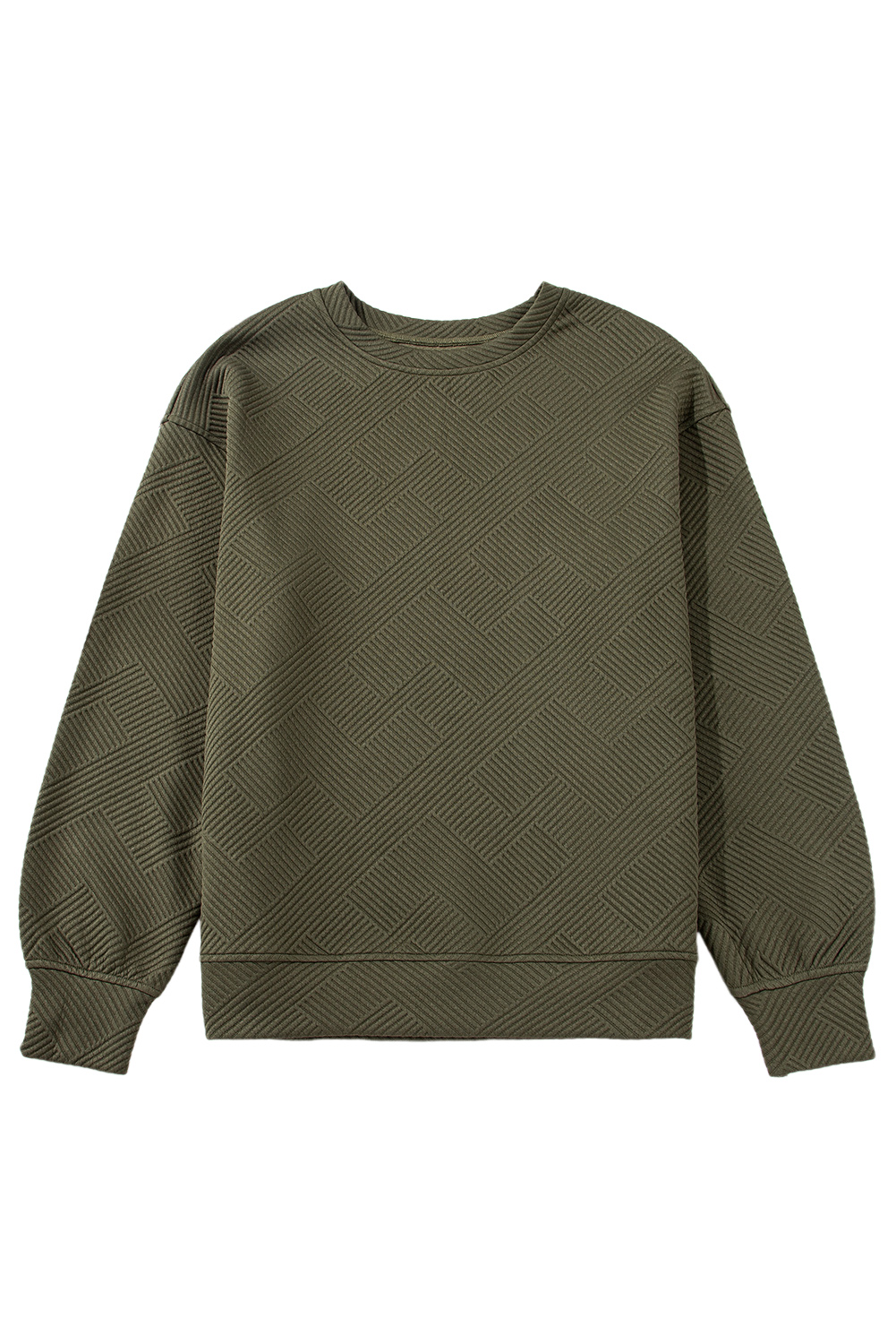 Jungle Green Textured Pullover, Drop Shoulder Casual Sweater - Detail View 8 Jungle Green Textured Pullover, Drop Shoulder Casual Sweater - Detail View 8