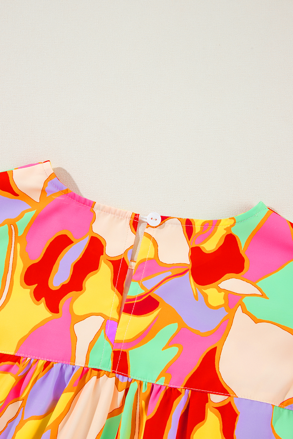 Women's Yellow Abstract Print Puff Sleeve Blouse - Detail View 11 Women's Yellow Abstract Print Puff Sleeve Blouse - Detail View 11