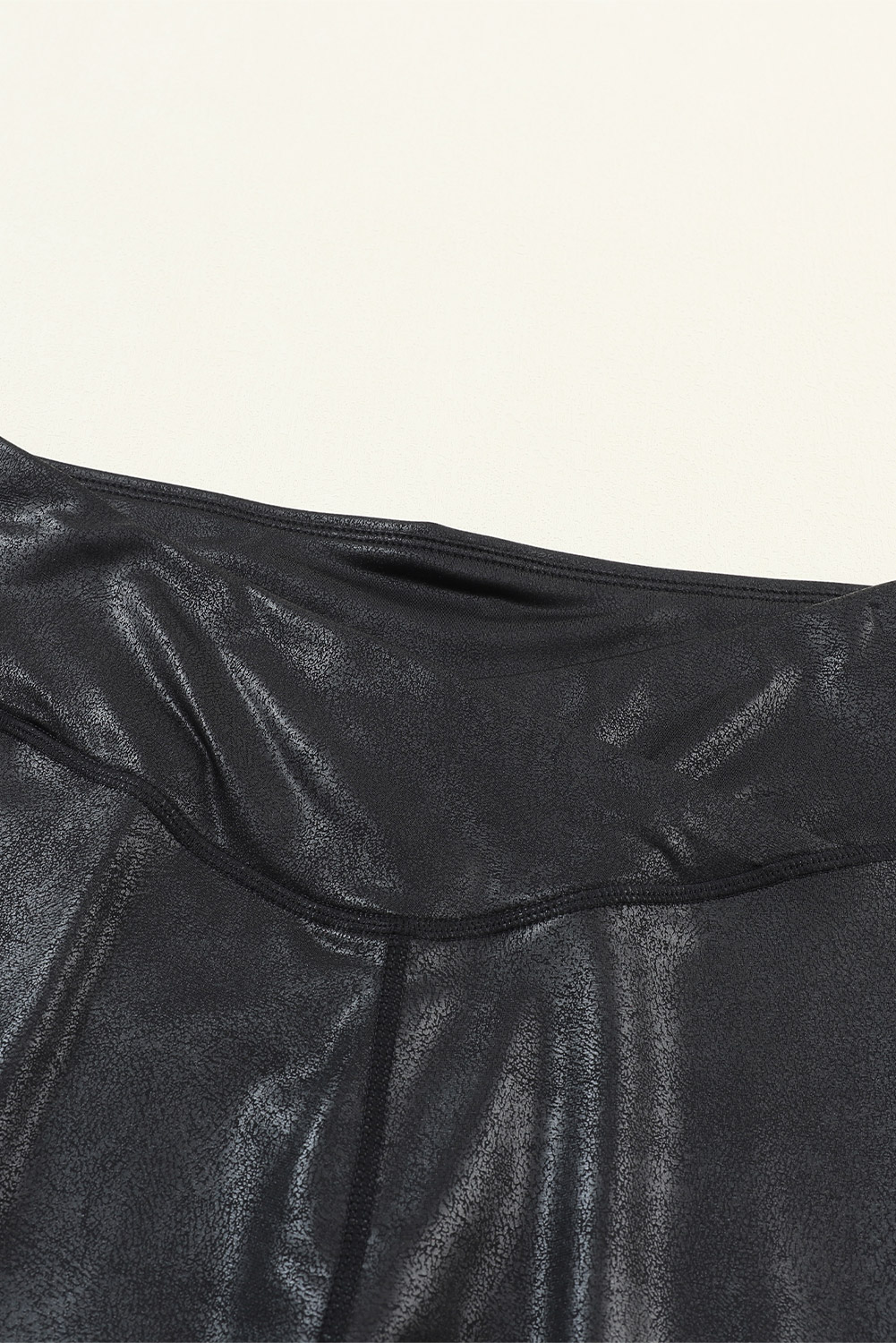 Casual Black Leather Leggings, Comfortable Elastic Fit - Detail View 9 Casual Black Leather Leggings, Comfortable Elastic Fit - Detail View 9