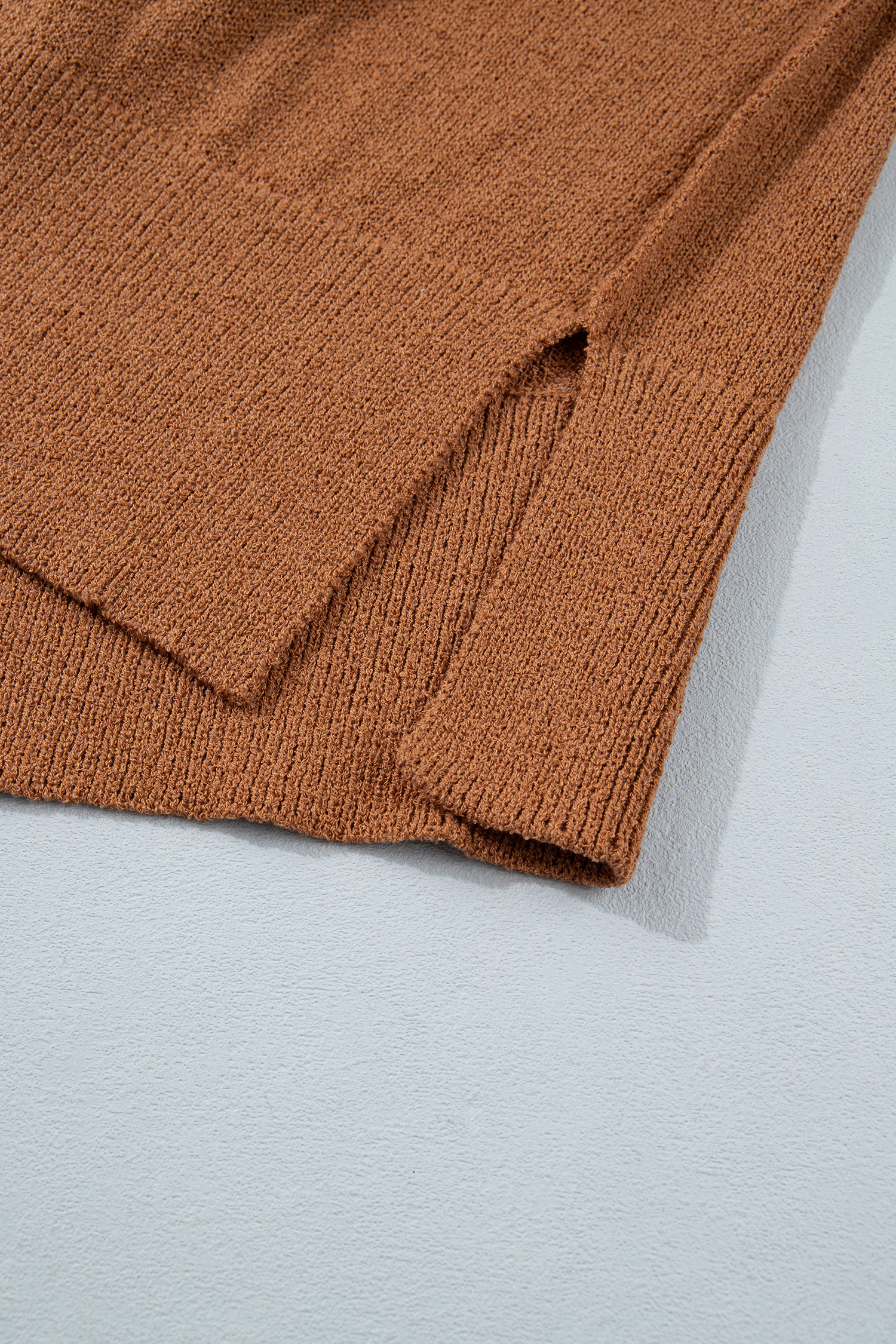 Women's Cozy Drop Shoulder Sweater, Loose Brown Knit - Detail View 12 Women's Cozy Drop Shoulder Sweater, Loose Brown Knit - Detail View 12