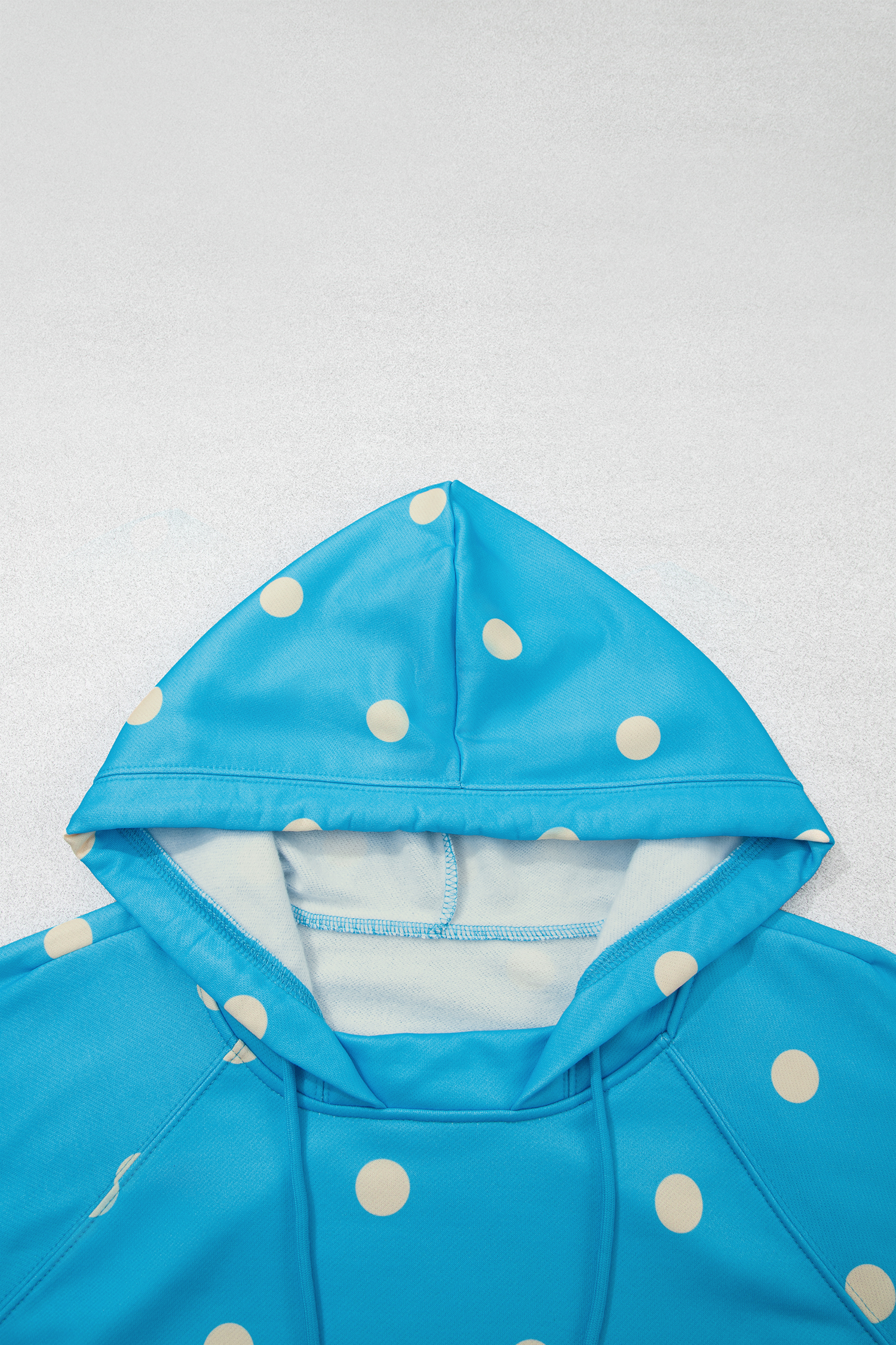 Women's Blue Lounge Set, Cozy Polka Dot Hooded Active Wear - Detail View 11 Women's Blue Lounge Set, Cozy Polka Dot Hooded Active Wear - Detail View 11
