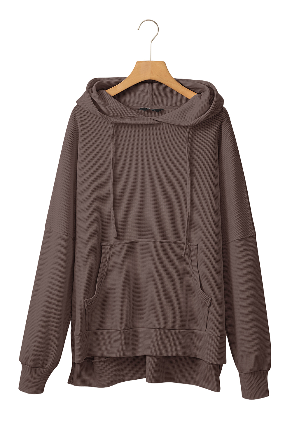 Stylish Long Sleeve Hooded Hoodie: Cozy Fleece Lined Design - Coffee - Detail View 12 Stylish Long Sleeve Hooded Hoodie: Cozy Fleece Lined Design - Coffee - Detail View 12