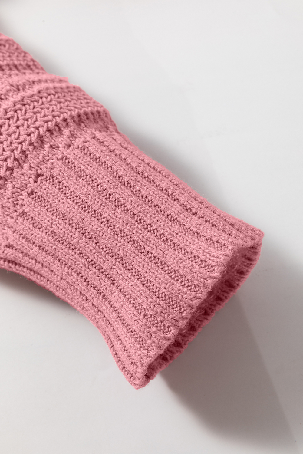 Women's Sweater, Peach Blossom, Pointelle Knit, Raglan Sleeve, Hooded, Casual, Cozy, Comfortable, Long Sleeve, Versatile, Easy Care, Cotton Acrylic Blend, Fall and Winter - Detail View 10 Women's Sweater, Peach Blossom, Pointelle Knit, Raglan Sleeve, Hooded, Casual, Cozy, Comfortable, Long Sleeve, Versatile, Easy Care, Cotton Acrylic Blend, Fall and Winter - Detail View 10