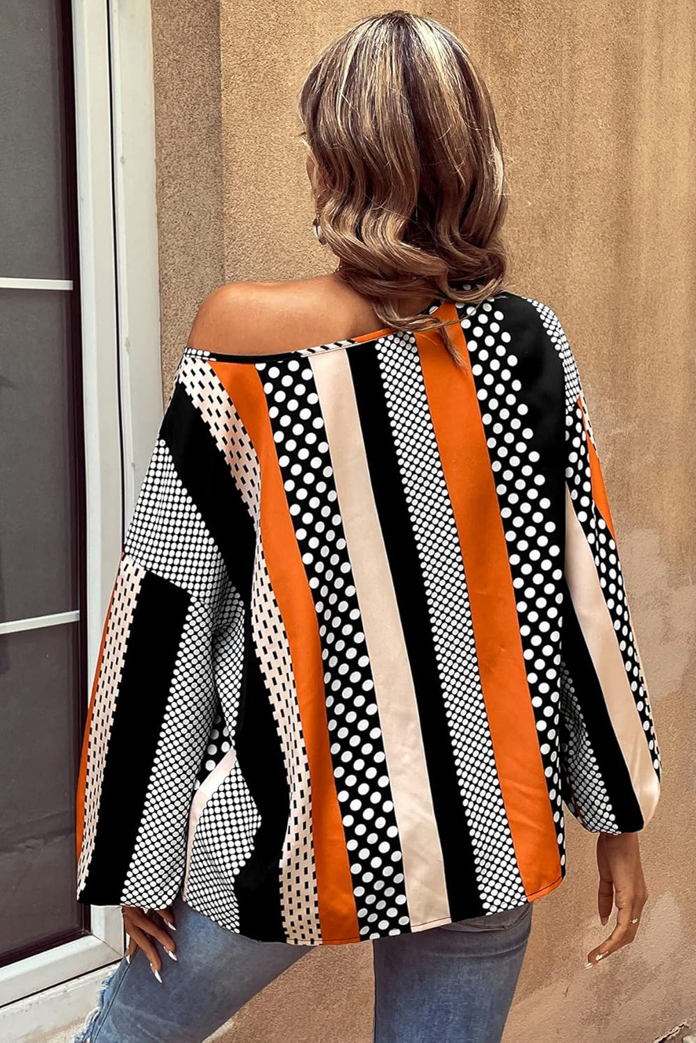 Chic and Comfortable Women's Blouse with Puff Sleeves and Fun Polka Dot Pattern - Detail View 2 Chic and Comfortable Women's Blouse with Puff Sleeves and Fun Polka Dot Pattern - Detail View 2