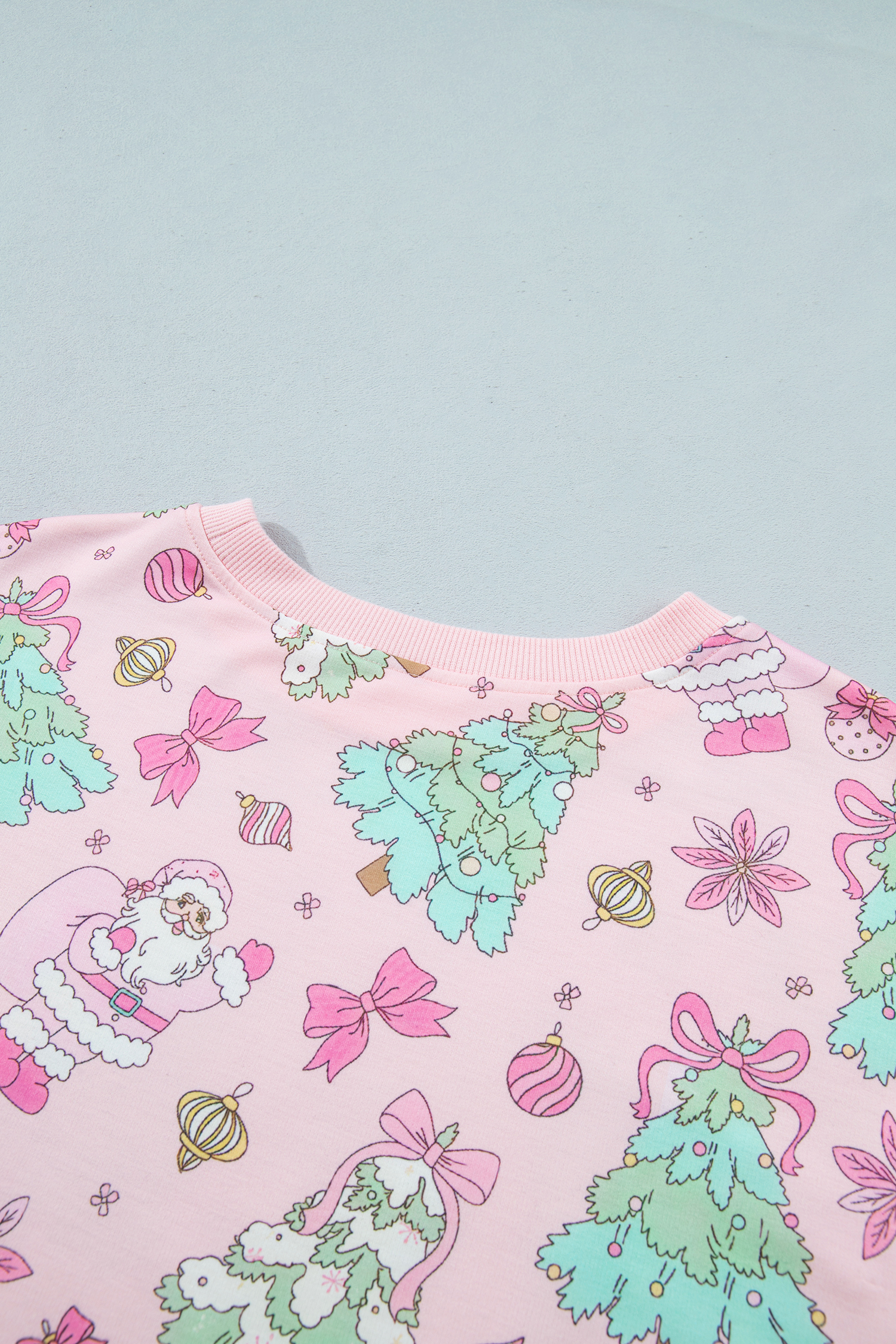 Women's Pink Christmas Skirt Set, Casual Long Sleeve Lounge - Detail View 10 Women's Pink Christmas Skirt Set, Casual Long Sleeve Lounge - Detail View 10