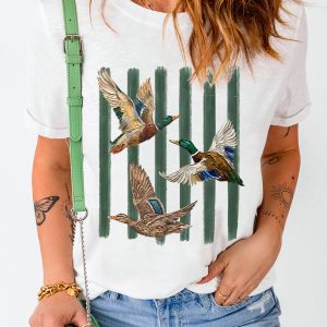 Women's Mallard Duck Tee, Casual Summer Graphic Shirt - Main View