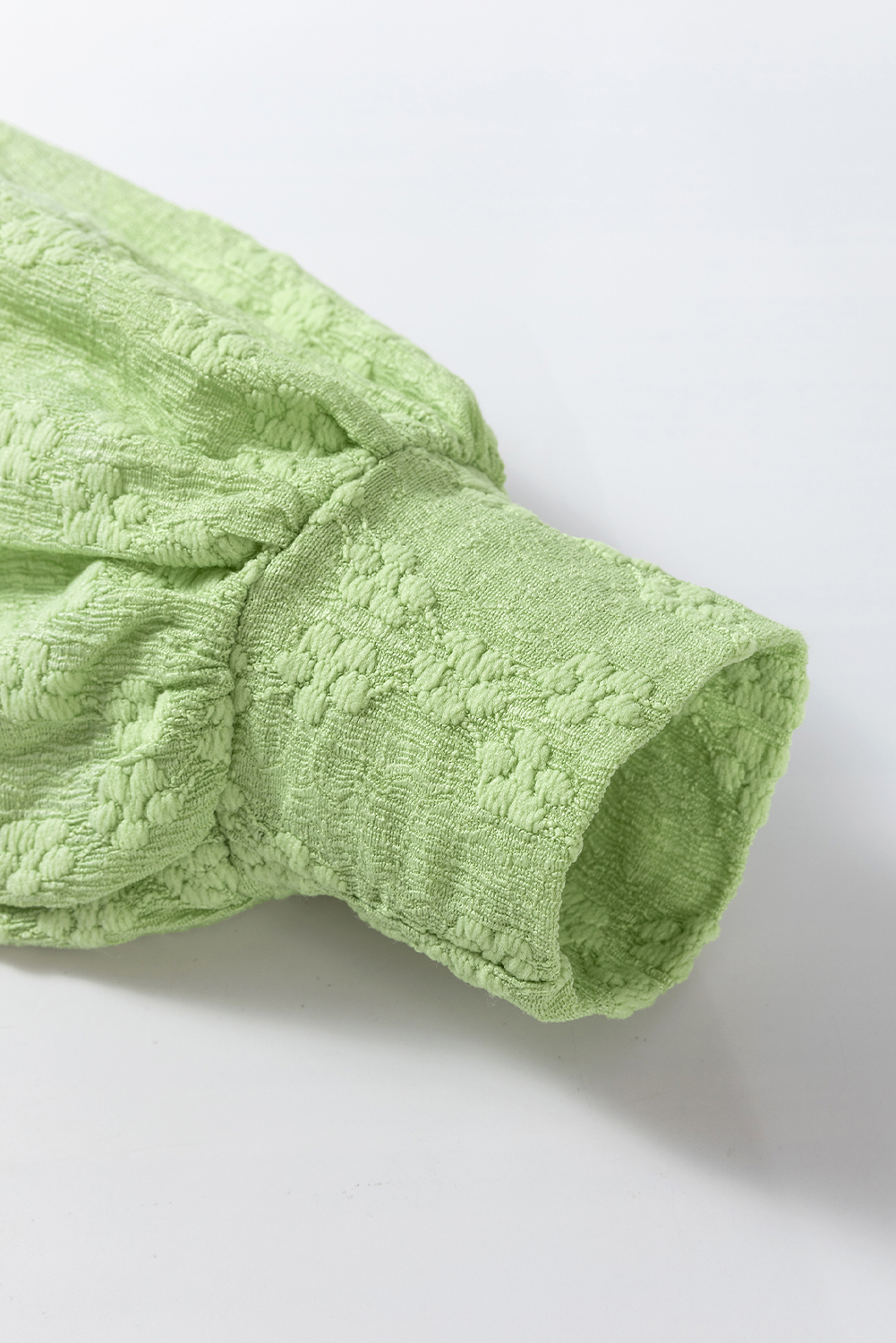 Soft and Cozy Light Green Solid Color Blouse for Everyday Wear - Puffed Sleeves - Detail View 11 Soft and Cozy Light Green Solid Color Blouse for Everyday Wear - Puffed Sleeves - Detail View 11