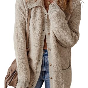 Women's Jet Stream Collared Drop Shoulder Button Up Cardigan with Pocket - Main View
