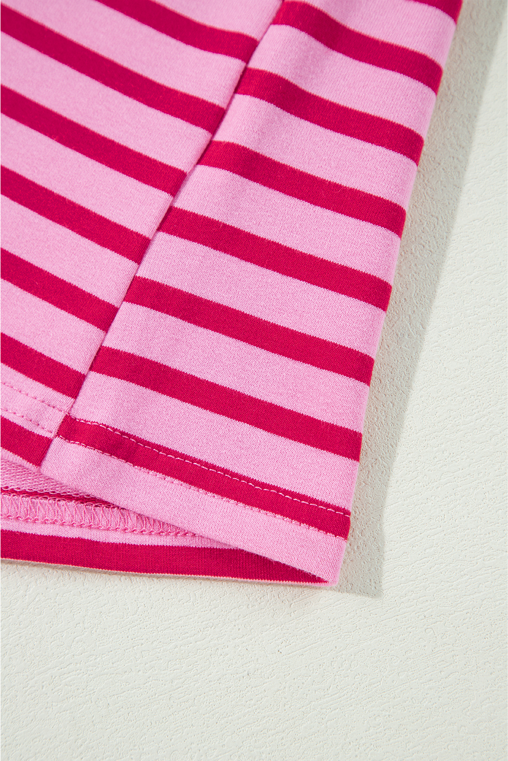 Comfortable and Fashionable Long Sleeve Sweatshirt - Sachet Pink Striped Print - Detail View 8 Comfortable and Fashionable Long Sleeve Sweatshirt - Sachet Pink Striped Print - Detail View 8