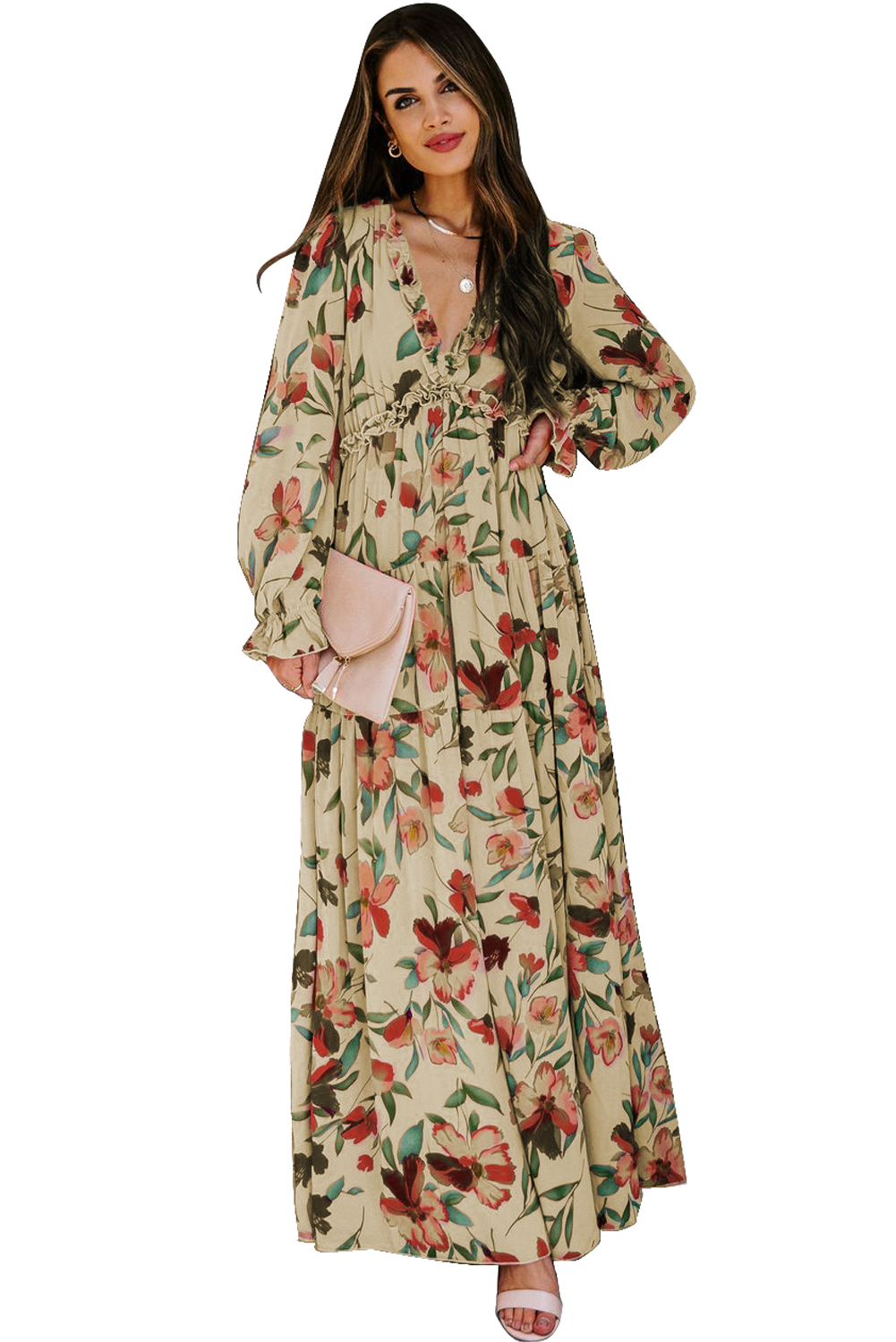 Elegant Long Sleeve Maxi Dress - Perfect for Weddings and Vacation - Detail View 18 Elegant Long Sleeve Maxi Dress - Perfect for Weddings and Vacation - Detail View 18
