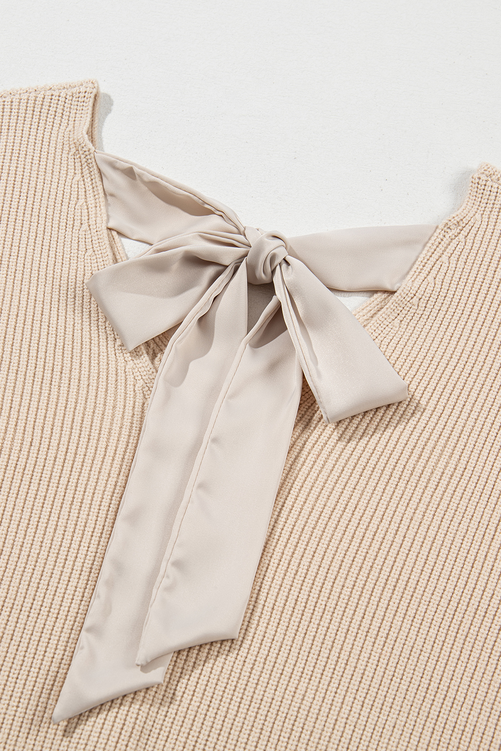 Chic Women's Knot Back Sweater, Long Sleeve Casual Pullover - Detail View 11 Chic Women's Knot Back Sweater, Long Sleeve Casual Pullover - Detail View 11