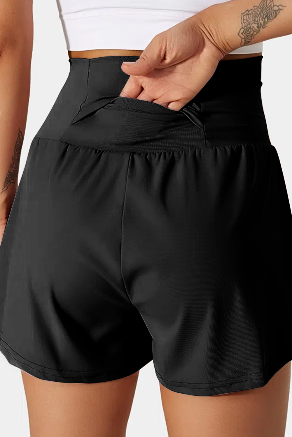 High Waist Quick Dry Swim Bottoms for Women in Classic Black - Detail View 3 High Waist Quick Dry Swim Bottoms for Women in Classic Black - Detail View 3
