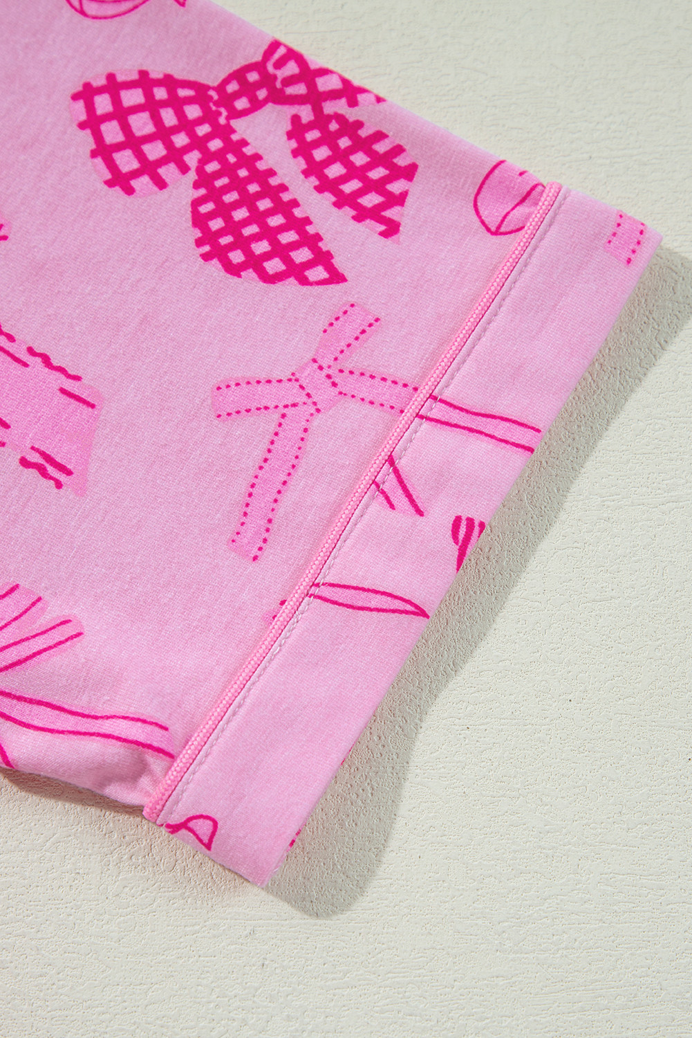 Charming Pajama Set for Women - Cute Bow Print with Half Sleeves and Shorts - Detail View 14 Charming Pajama Set for Women - Cute Bow Print with Half Sleeves and Shorts - Detail View 14