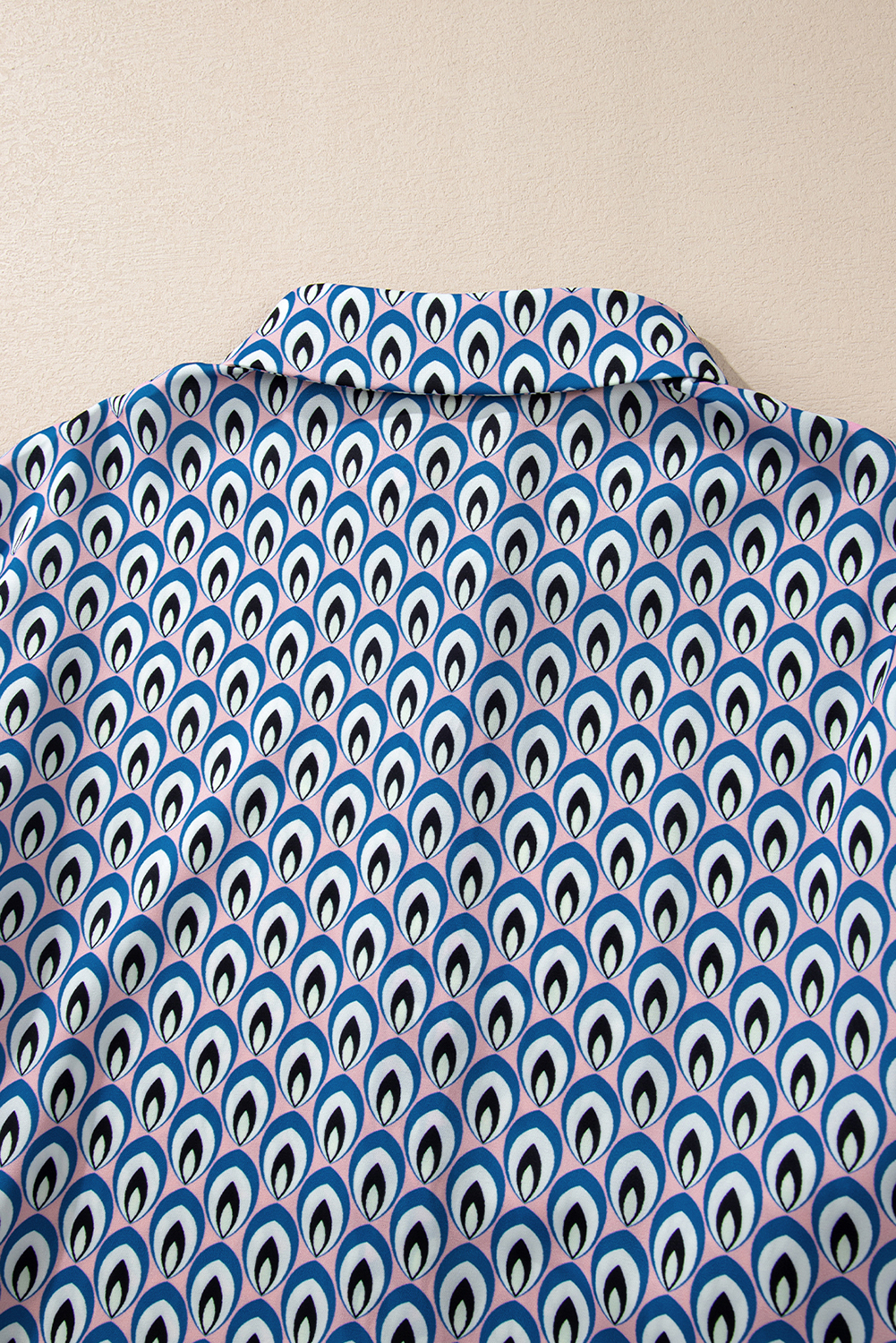 Women's Shirt, Sky Blue, Abstract Print, Oversized, Buttoned, Shirred Cuffs, Long Sleeve, Casual, Daily Wear, Comfortable Fit, Trendy Style, Spring Fashion, Tops, Blouses & Shirts, Relaxed Silhouette - Detail View 8 Women's Shirt, Sky Blue, Abstract Print, Oversized, Buttoned, Shirred Cuffs, Long Sleeve, Casual, Daily Wear, Comfortable Fit, Trendy Style, Spring Fashion, Tops, Blouses & Shirts, Relaxed Silhouette - Detail View 8