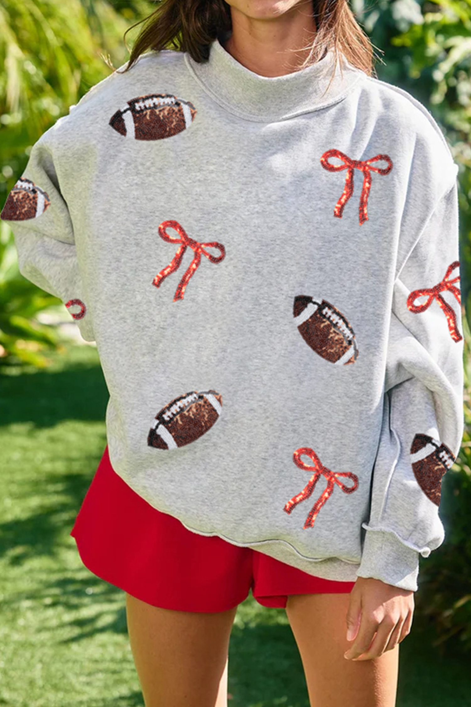 Relaxed Mock Neck Pullover, Soft Autumn Sweatshirt Women - Detail View 3 Relaxed Mock Neck Pullover, Soft Autumn Sweatshirt Women - Detail View 3