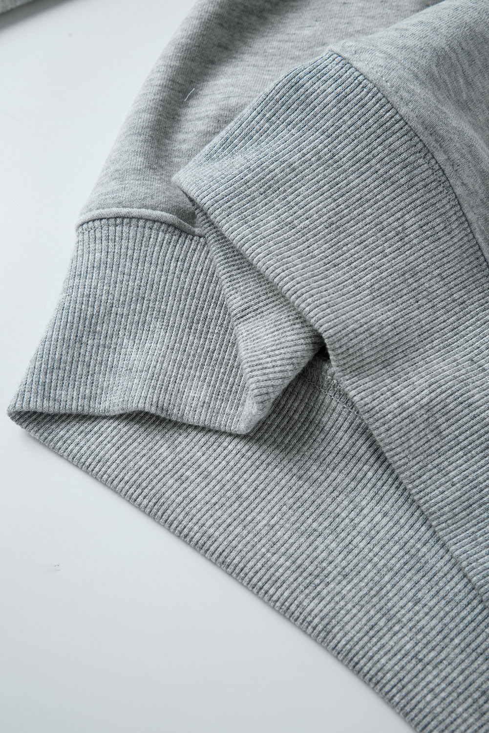 Concise Chic Style: Light Grey Crew Neck Fleece Sweatshirt - Detail View 12 Concise Chic Style: Light Grey Crew Neck Fleece Sweatshirt - Detail View 12
