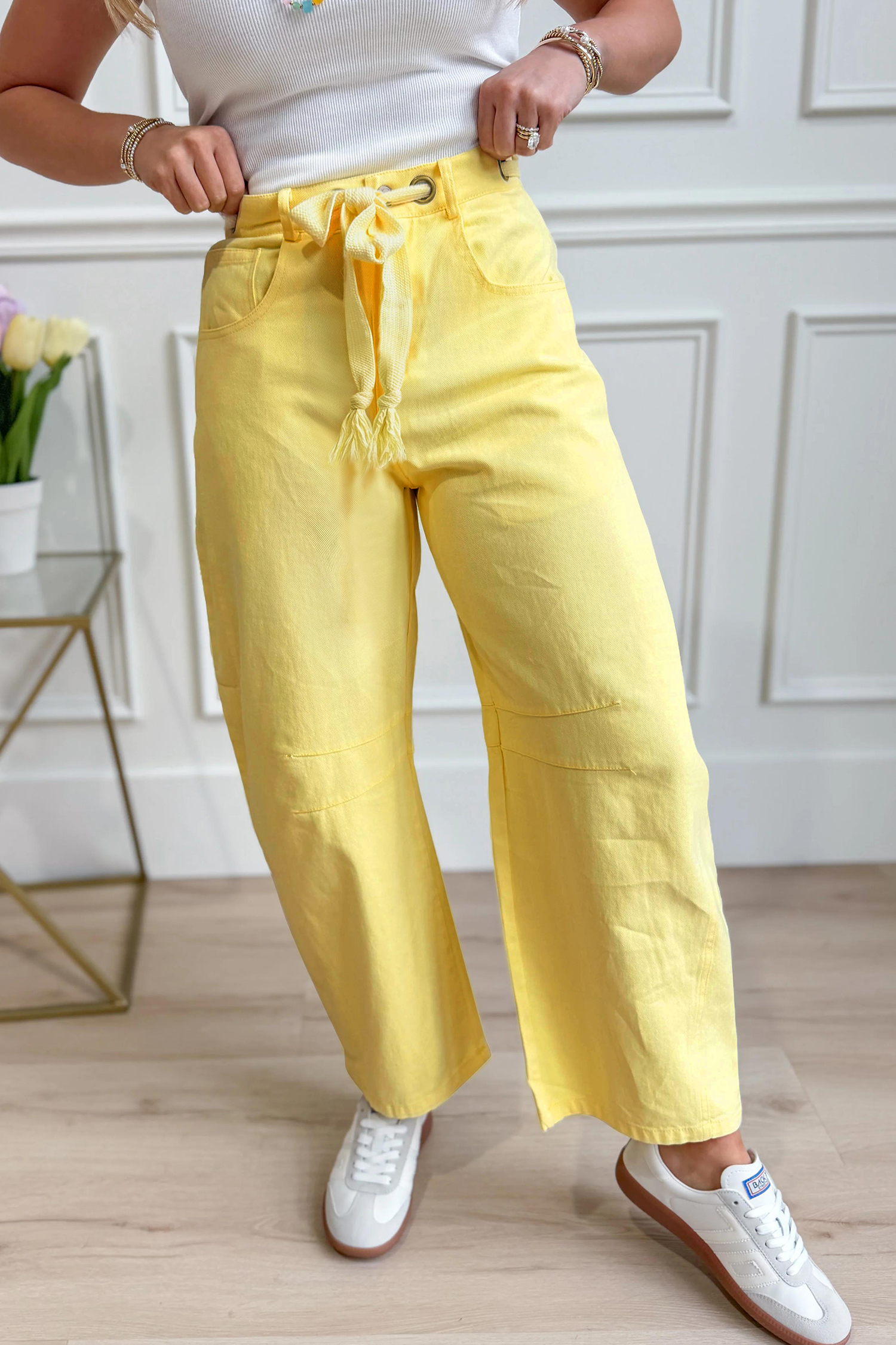 Women's Stretch Cotton Barrel Jeans, High Rise Pants - Detail View 3 Women's Stretch Cotton Barrel Jeans, High Rise Pants - Detail View 3