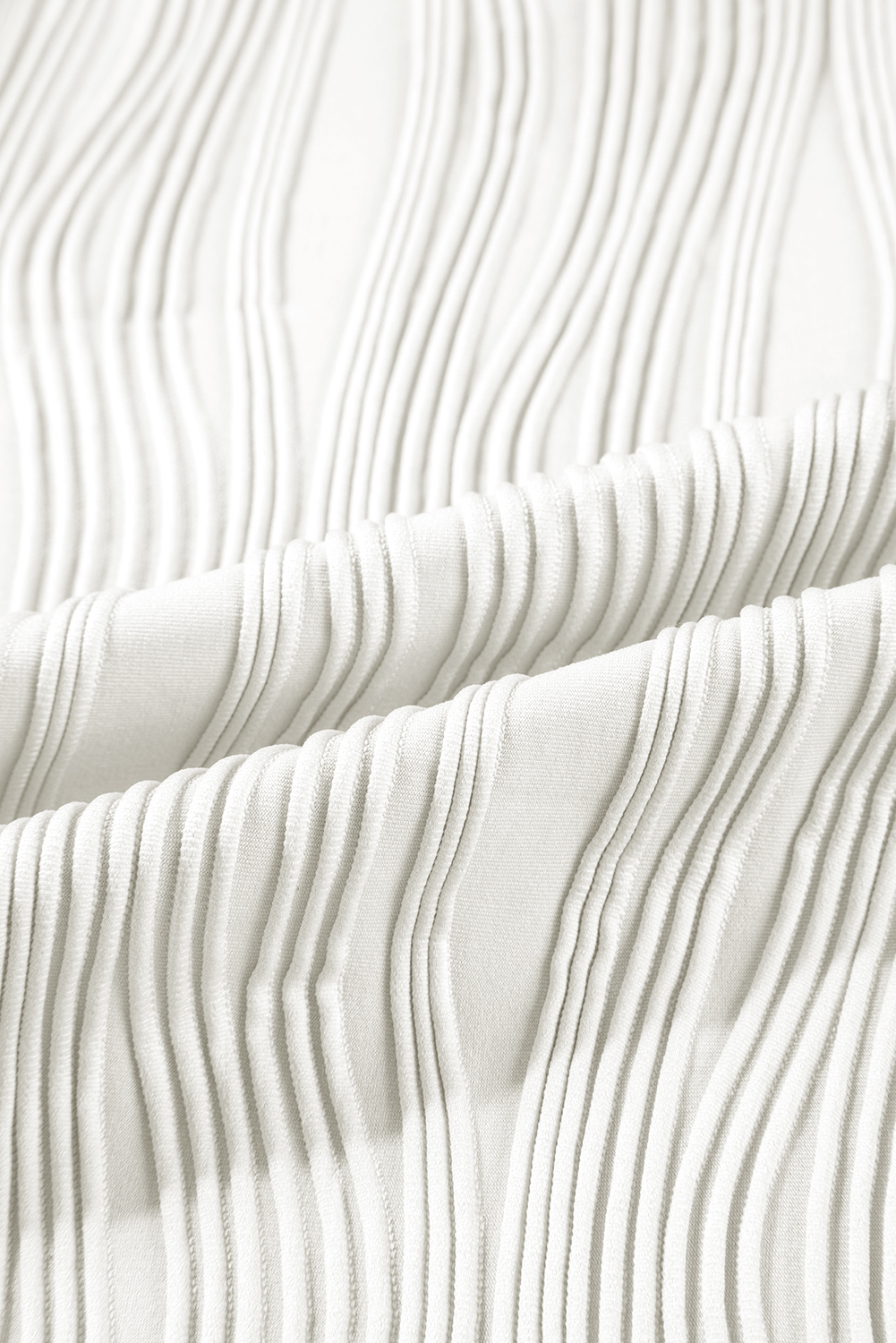 Women's Top, White, Textured, Wavy Fabric, Round Neck, Long Sleeve, Classic, Versatile, Timeless Design, Solid Color, Fall & Autumn, Daily Wear, Work, Tops, Long Sleeve Tops - Detail View 10 Women's Top, White, Textured, Wavy Fabric, Round Neck, Long Sleeve, Classic, Versatile, Timeless Design, Solid Color, Fall & Autumn, Daily Wear, Work, Tops, Long Sleeve Tops - Detail View 10