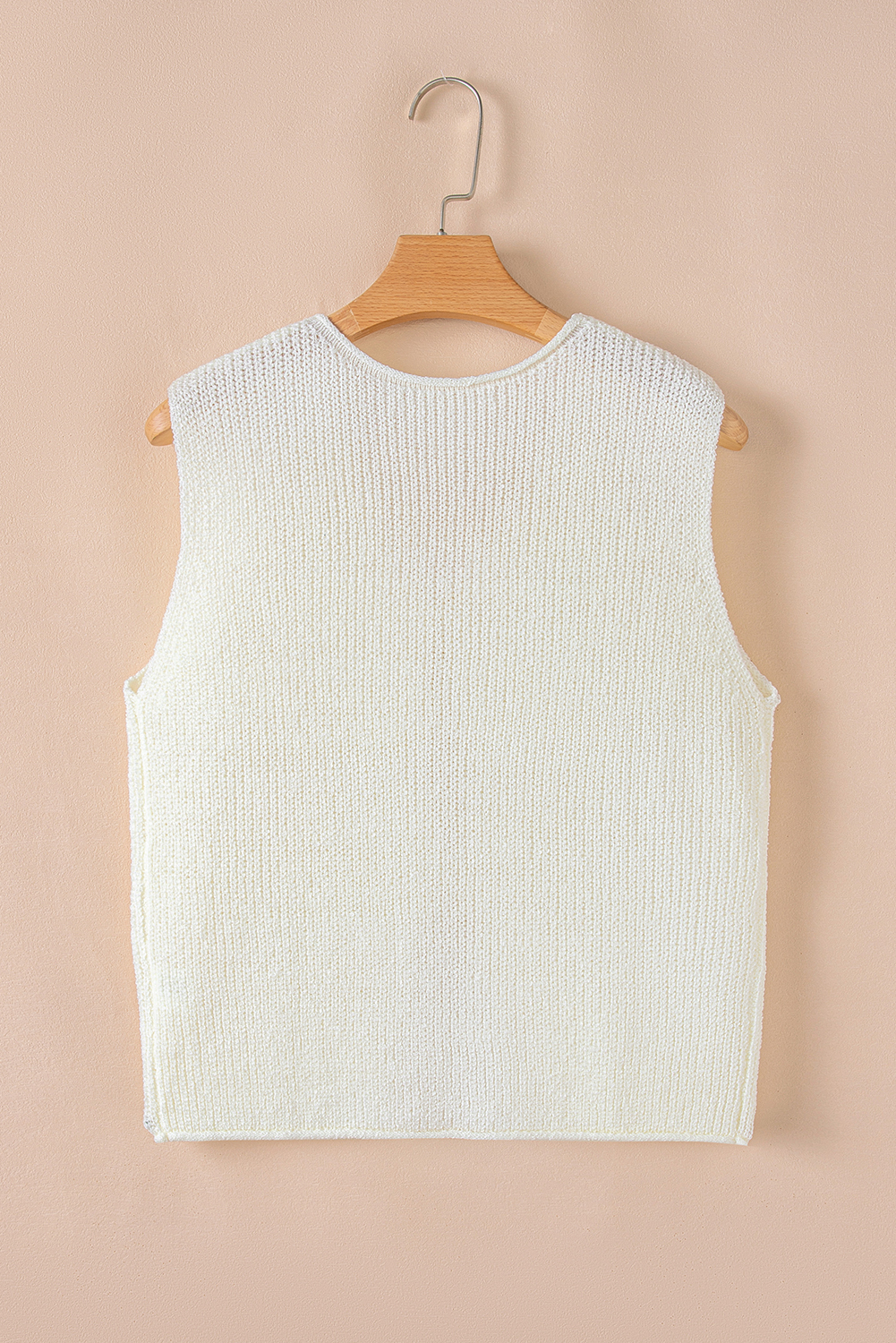 Boho V Neck Sweater Vest, Sleeveless Lace Up Knit Top - Detail View 8 Boho V Neck Sweater Vest, Sleeveless Lace Up Knit Top - Detail View 8