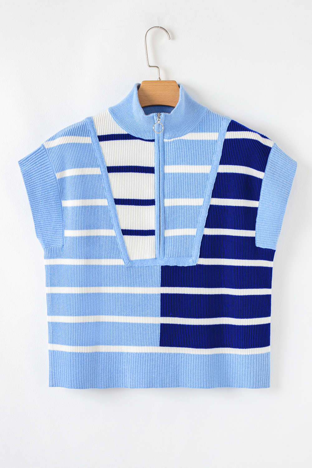Women's Sleeveless Striped Sweater, Soft Knit Pullover - Detail View 6 Women's Sleeveless Striped Sweater, Soft Knit Pullover - Detail View 6