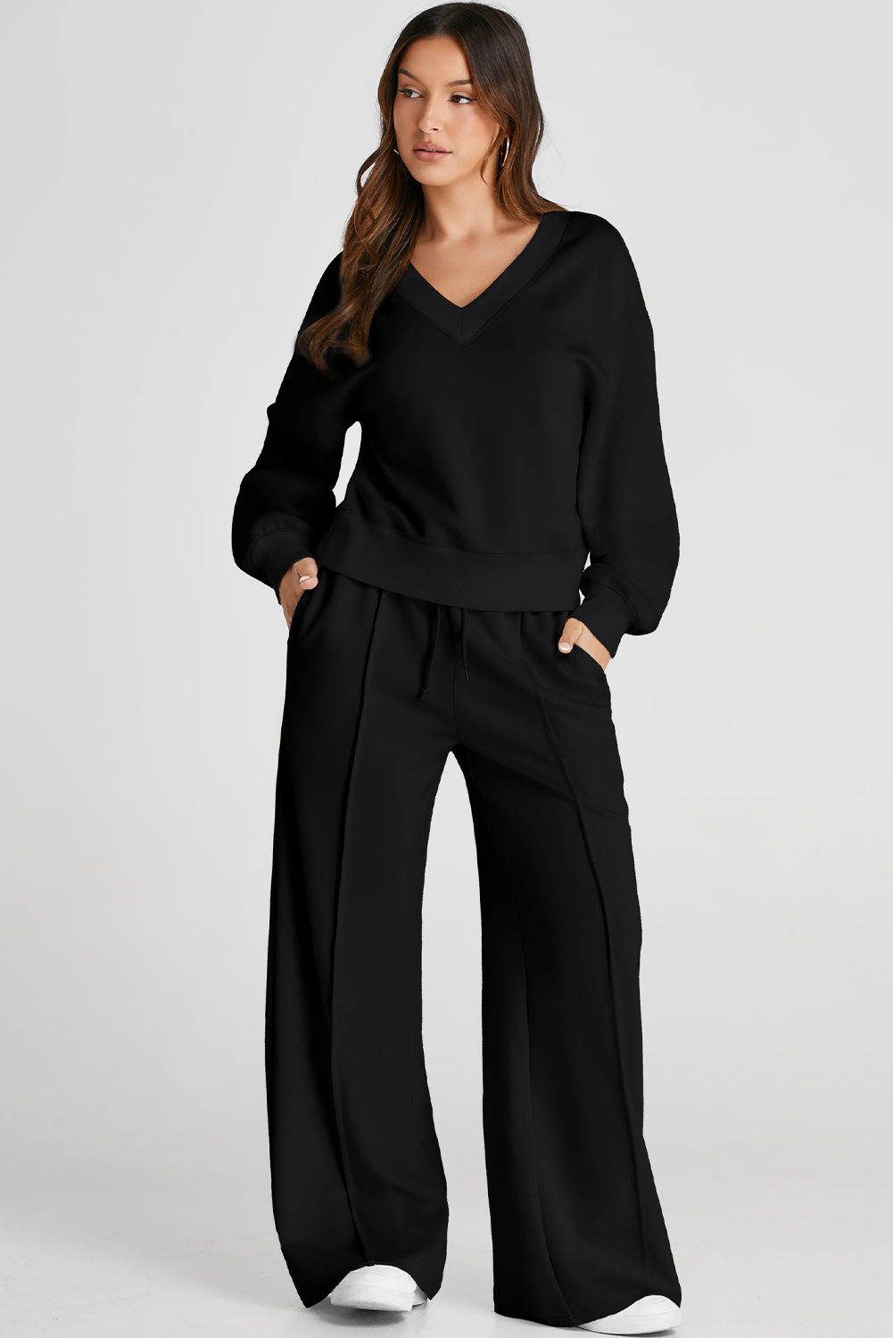 Versatile High-Waist Activewear Set - Solid Black - Detail View 7 Versatile High-Waist Activewear Set - Solid Black - Detail View 7