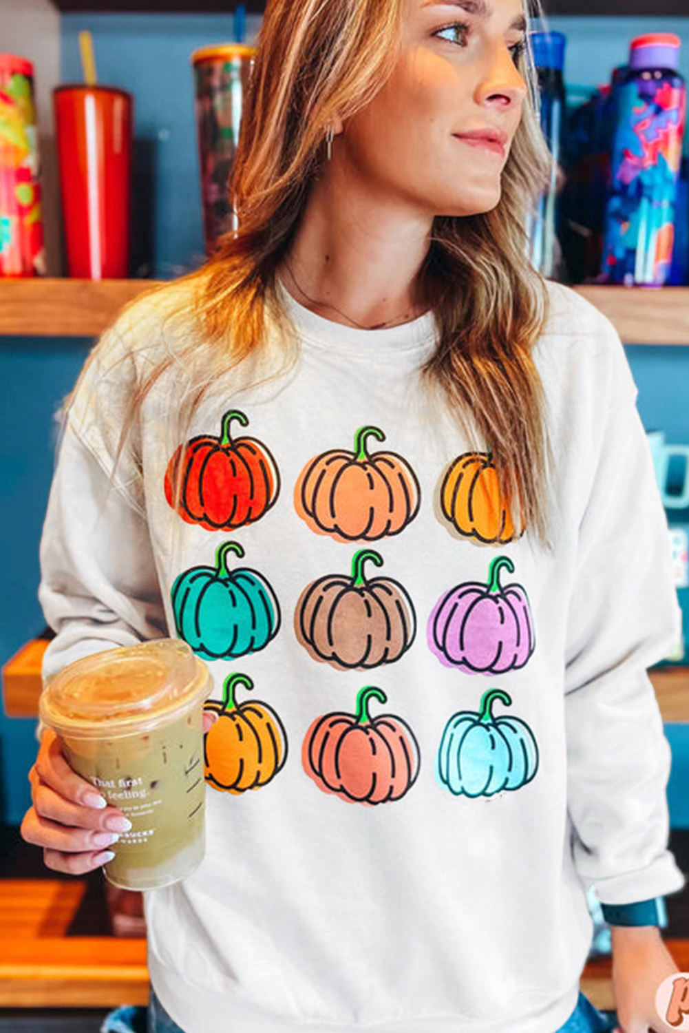 Playful Fall Graphic Sweatshirt - Ideal for Halloween and Autumn Outings - Detail View 3 Playful Fall Graphic Sweatshirt - Ideal for Halloween and Autumn Outings - Detail View 3