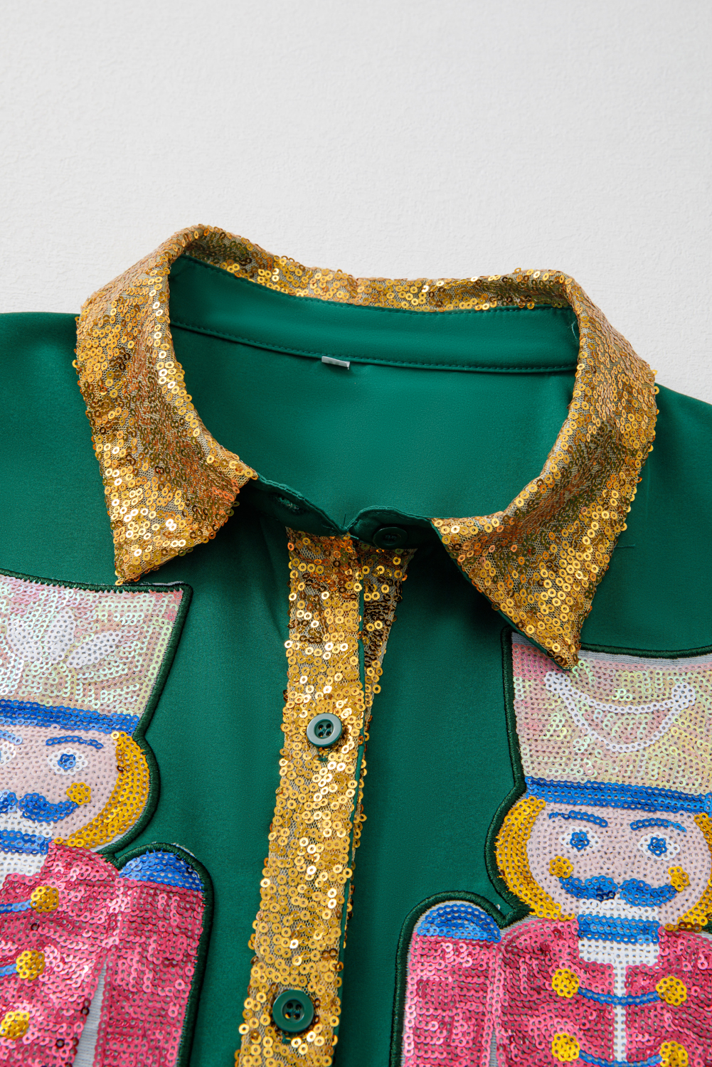 Stylish Ruffled Long Sleeve Mini Dress with Cartoon Nutcracker Design for Christmas - Detail View 7 Stylish Ruffled Long Sleeve Mini Dress with Cartoon Nutcracker Design for Christmas - Detail View 7