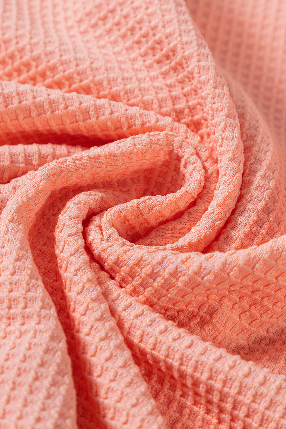 Stylish Long Sleeve Patchwork Top with Contrast Stripe Stitching - Grapefruit Orange - Detail View 10 Stylish Long Sleeve Patchwork Top with Contrast Stripe Stitching - Grapefruit Orange - Detail View 10
