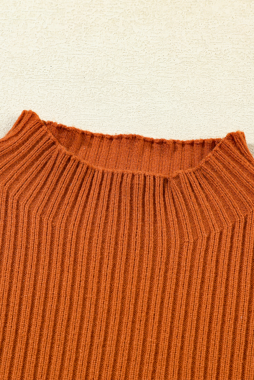 Women's Ribbed Knit Sweater, Casual Short Sleeve Mock Neck - Detail View 7 Women's Ribbed Knit Sweater, Casual Short Sleeve Mock Neck - Detail View 7