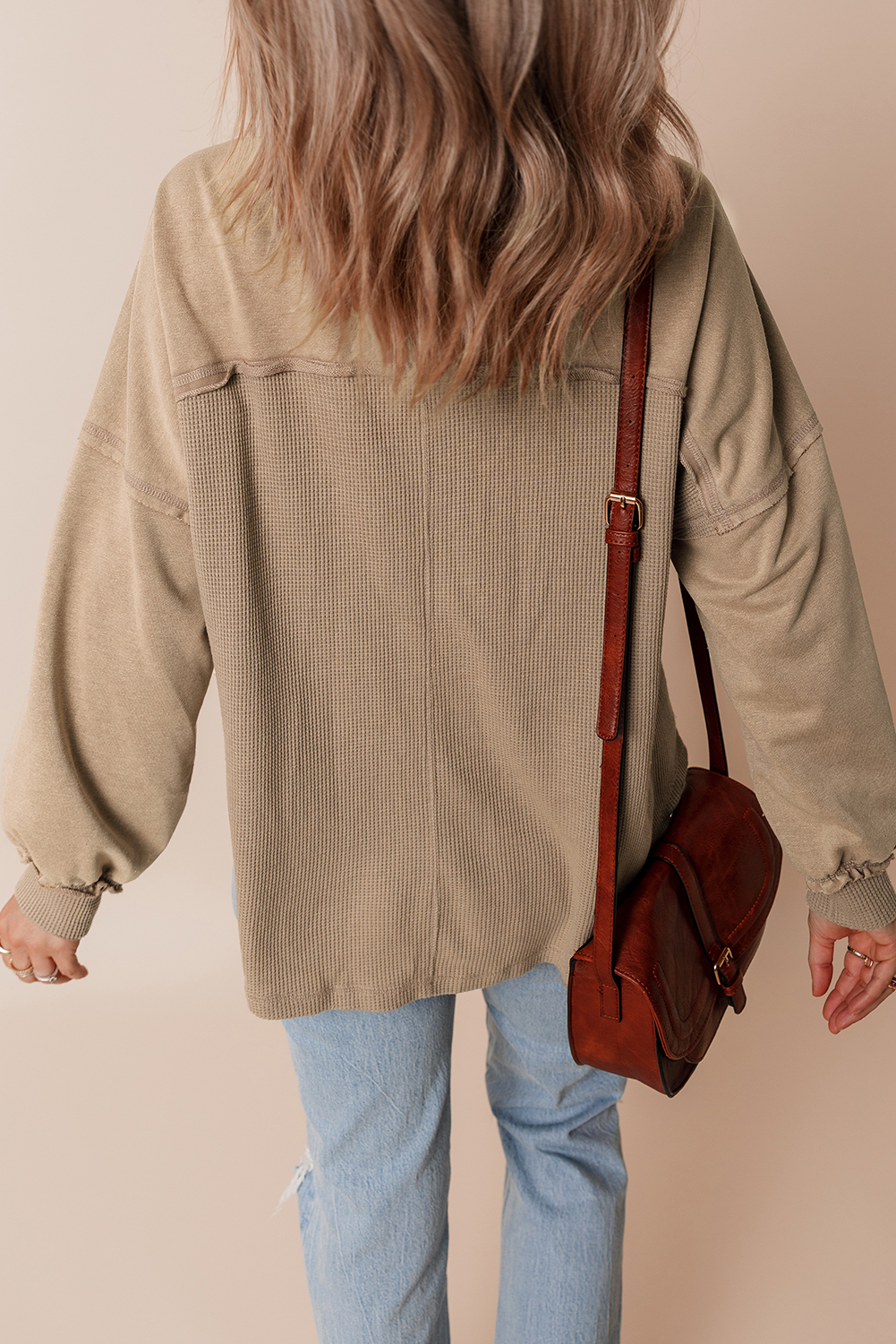 Trendy Acid Wash Shacket with Stylish Patchwork Design for Everyday Wear - Detail View 6 Trendy Acid Wash Shacket with Stylish Patchwork Design for Everyday Wear - Detail View 6