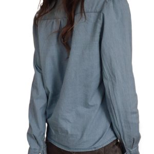 Women's Dusk Blue Turn-down Collar Chambray Shirt - Main View