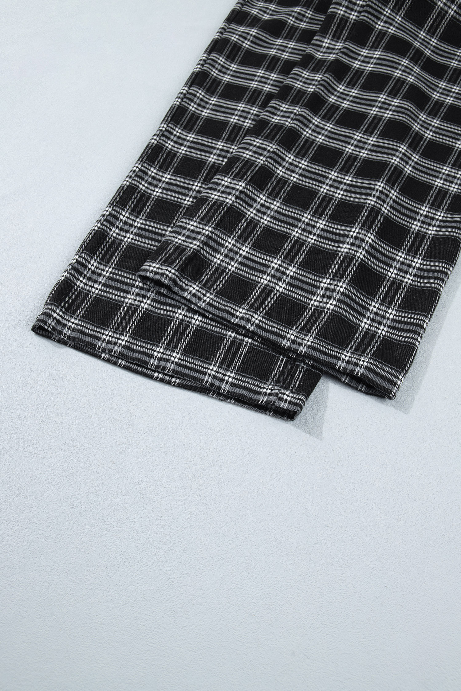 Women's Drawstring Plaid Pants, Wide Leg Trousers - Detail View 12 Women's Drawstring Plaid Pants, Wide Leg Trousers - Detail View 12