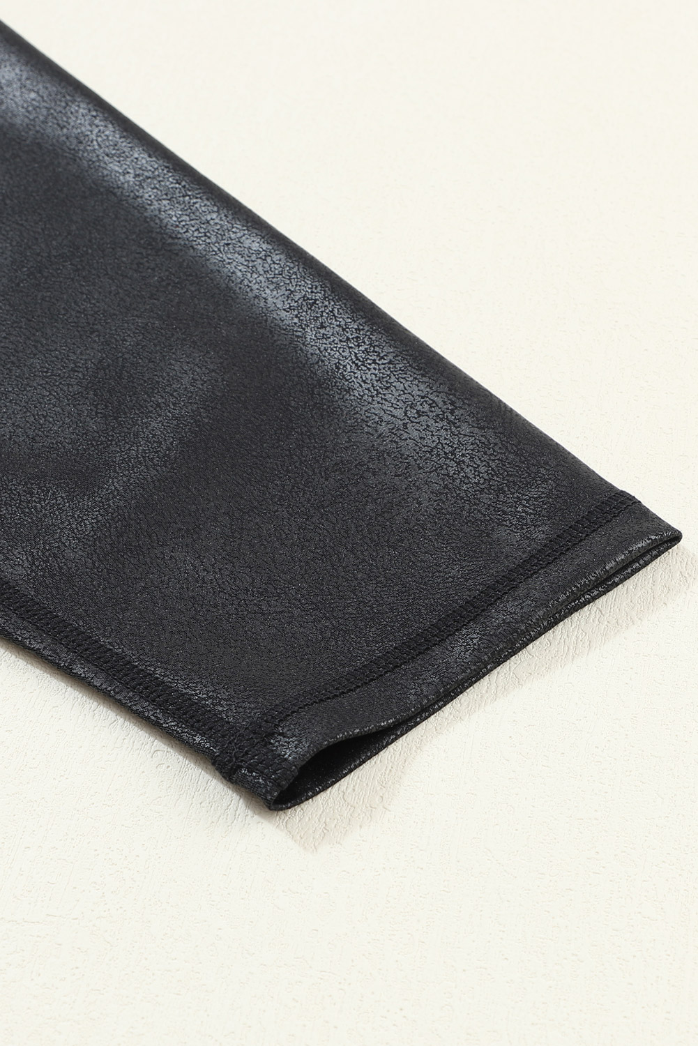 Women's Black Leather Leggings, High Waisted Criss Cross - Detail View 10 Women's Black Leather Leggings, High Waisted Criss Cross - Detail View 10