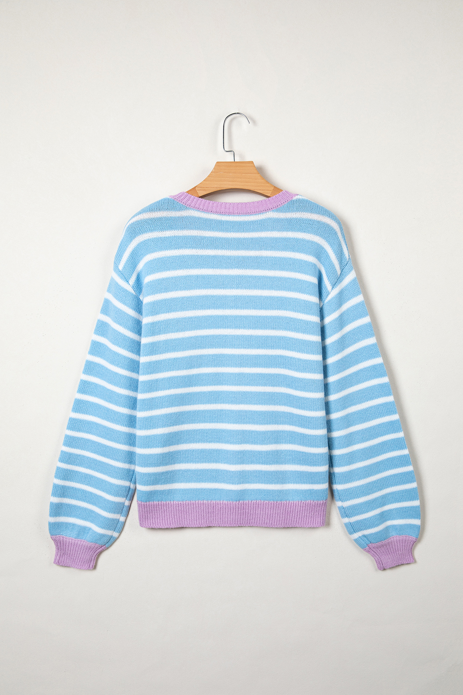 Colorblock Stripe Cardigan, Long Sleeve Round Neck Sweater - Detail View 14 Colorblock Stripe Cardigan, Long Sleeve Round Neck Sweater - Detail View 14