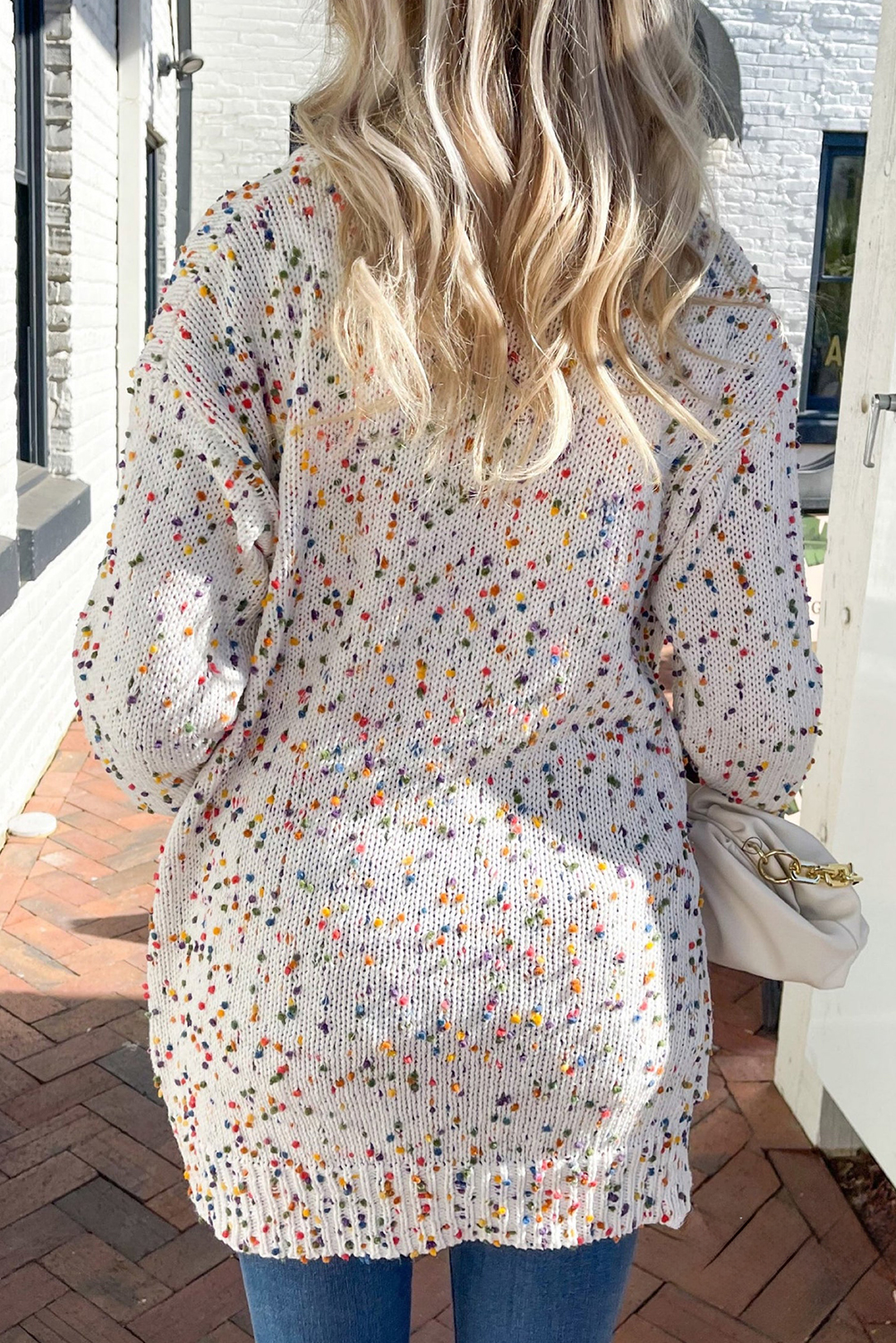 Cozy Long Sleeve Cardigan with Colorful Dots - Perfect for Casual and Elegant Outfits - Detail View 8 Cozy Long Sleeve Cardigan with Colorful Dots - Perfect for Casual and Elegant Outfits - Detail View 8