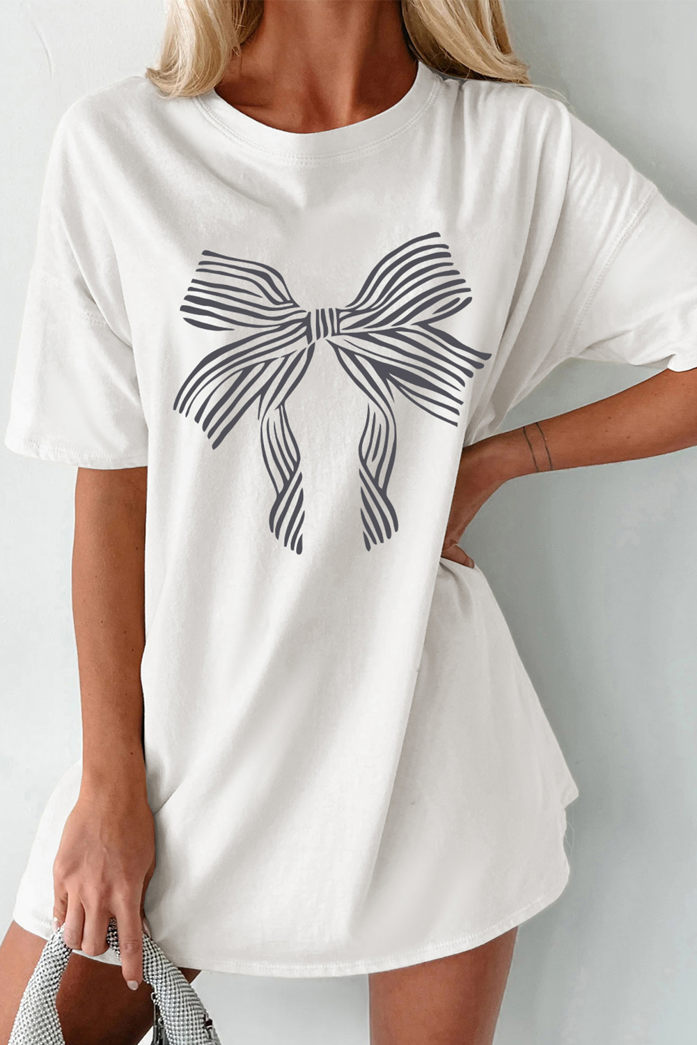 Charming Bow Knot Short Sleeve Tee - Classic and Timeless Style - Detail View 7 Charming Bow Knot Short Sleeve Tee - Classic and Timeless Style - Detail View 7