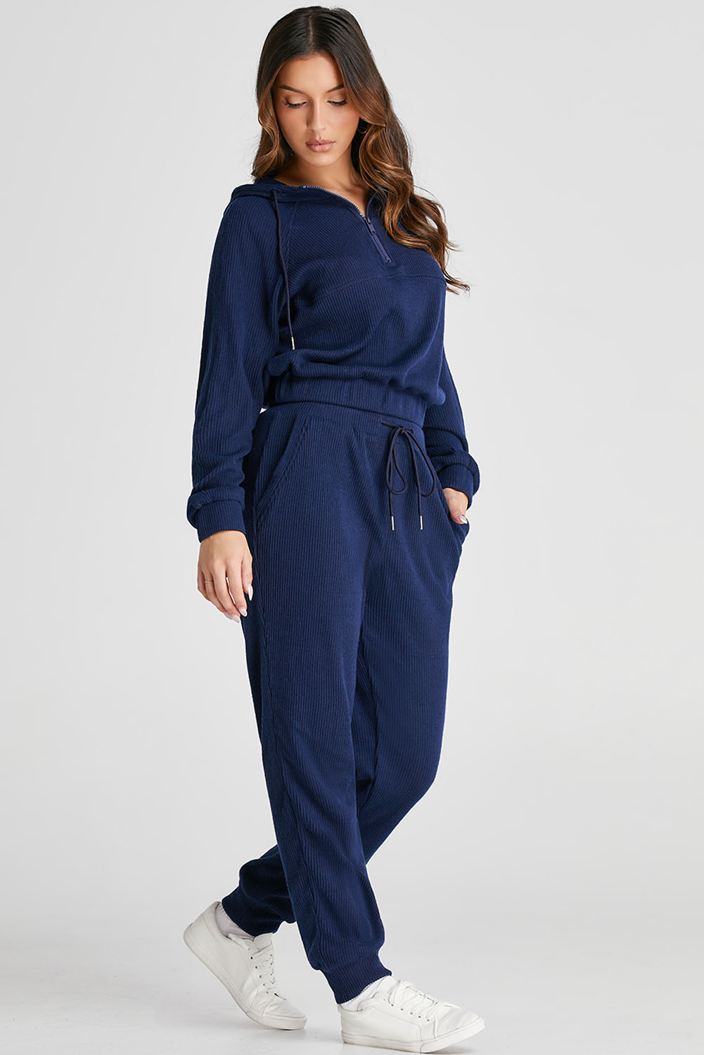 Coordinated Outfit for Workouts and Casual Wear - Ribbed Knit Design - Detail View 3 Coordinated Outfit for Workouts and Casual Wear - Ribbed Knit Design - Detail View 3